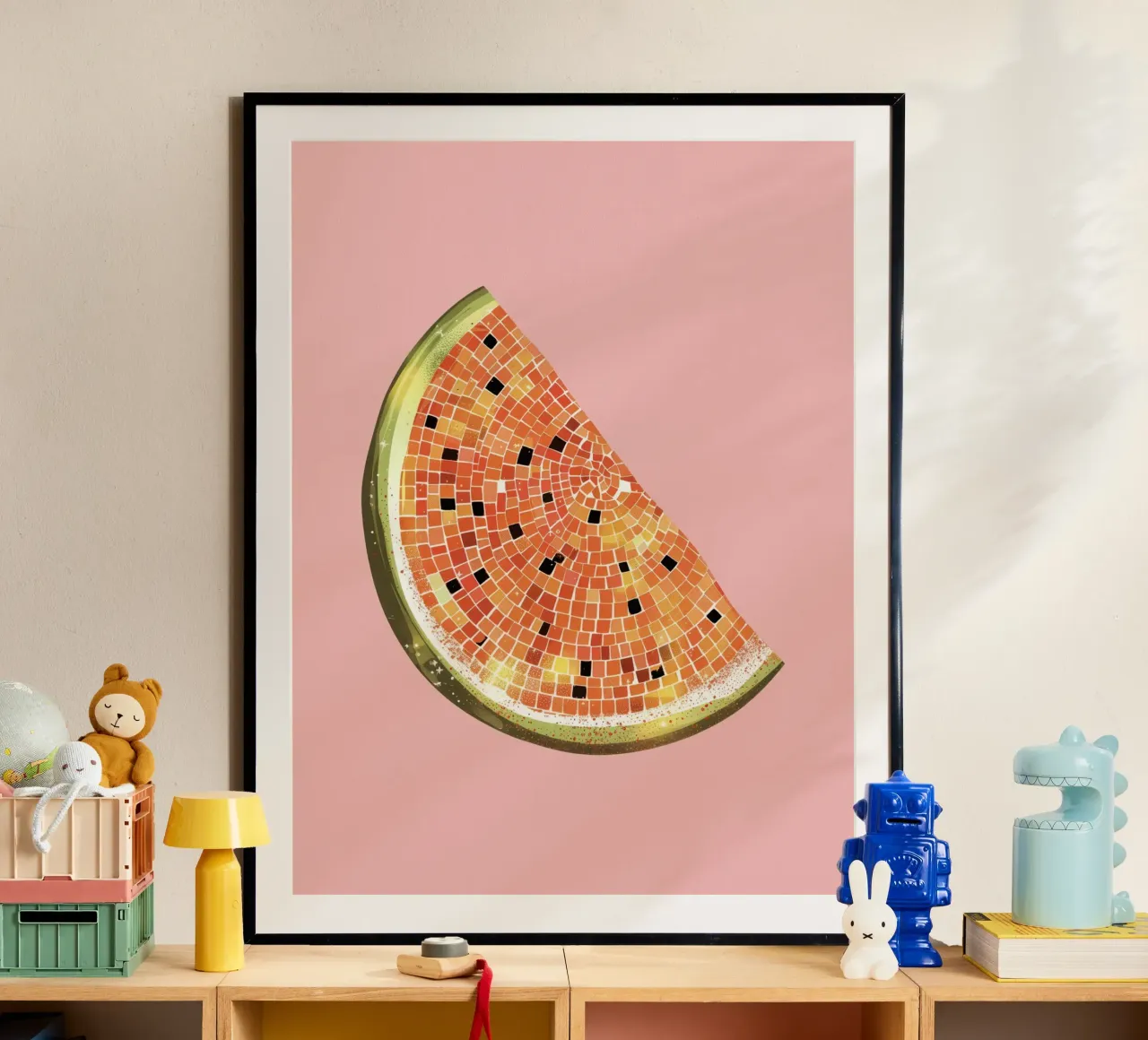 Fetta di anguria, palla da discoteca in rosa - Fruit Art poster da Peaches Art Prints