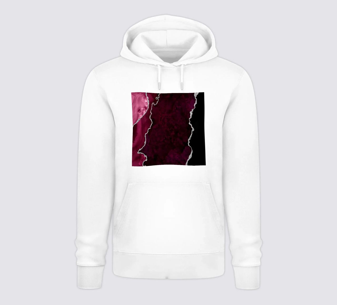 Agata bordeaux e argento Texture 01 felpa con cappuccio da Gemstone Textures