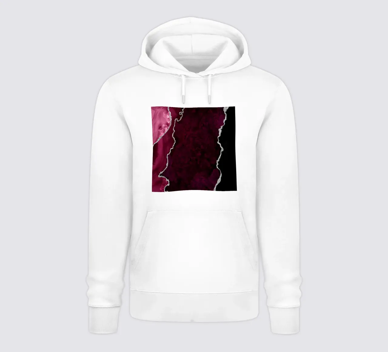 Burgunder & Silber Achat Textur 01 Hoodie von Gemstone Textures