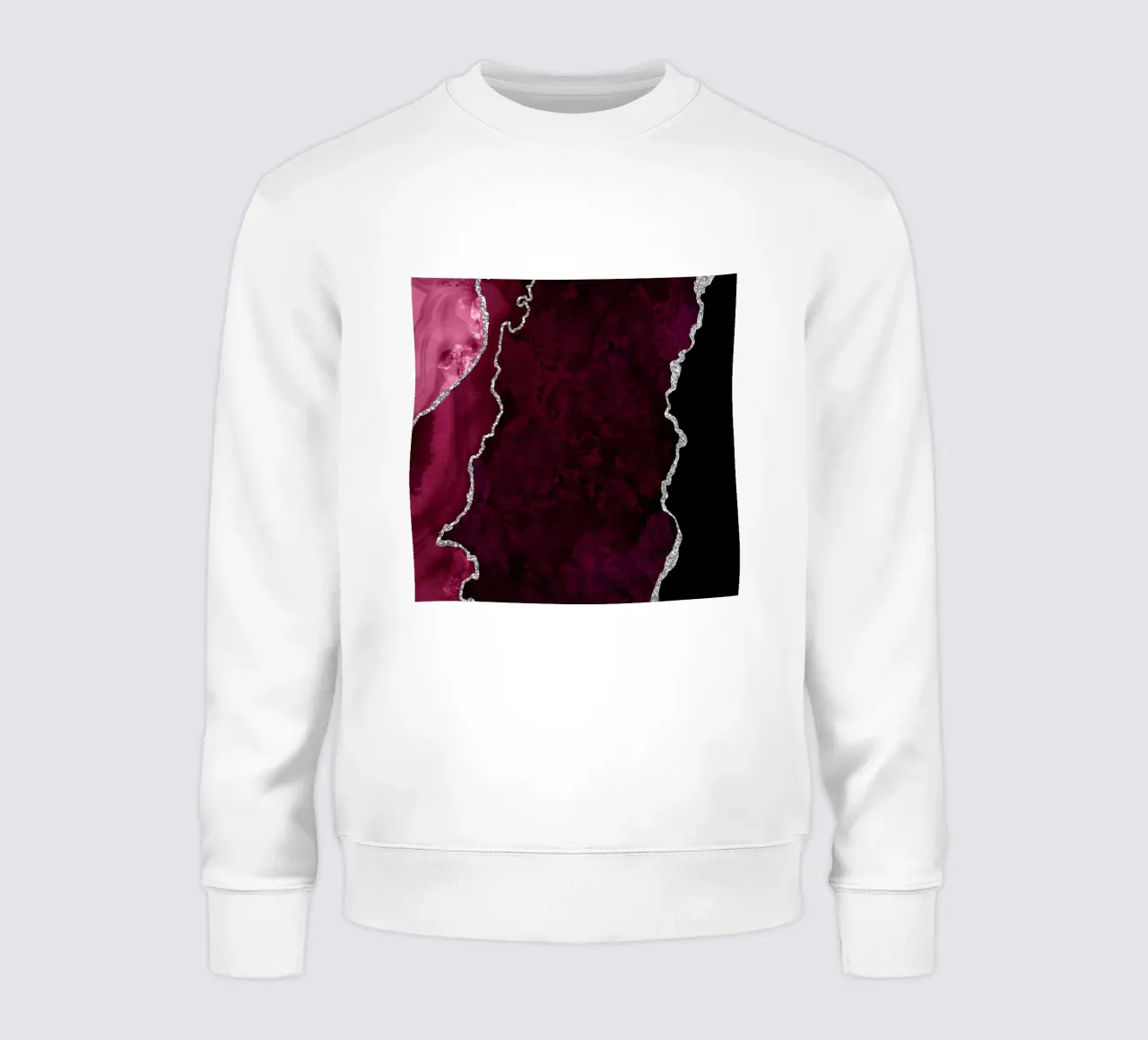 Burgunder & Silber Achat Textur 01 Sweatshirt von Gemstone Textures