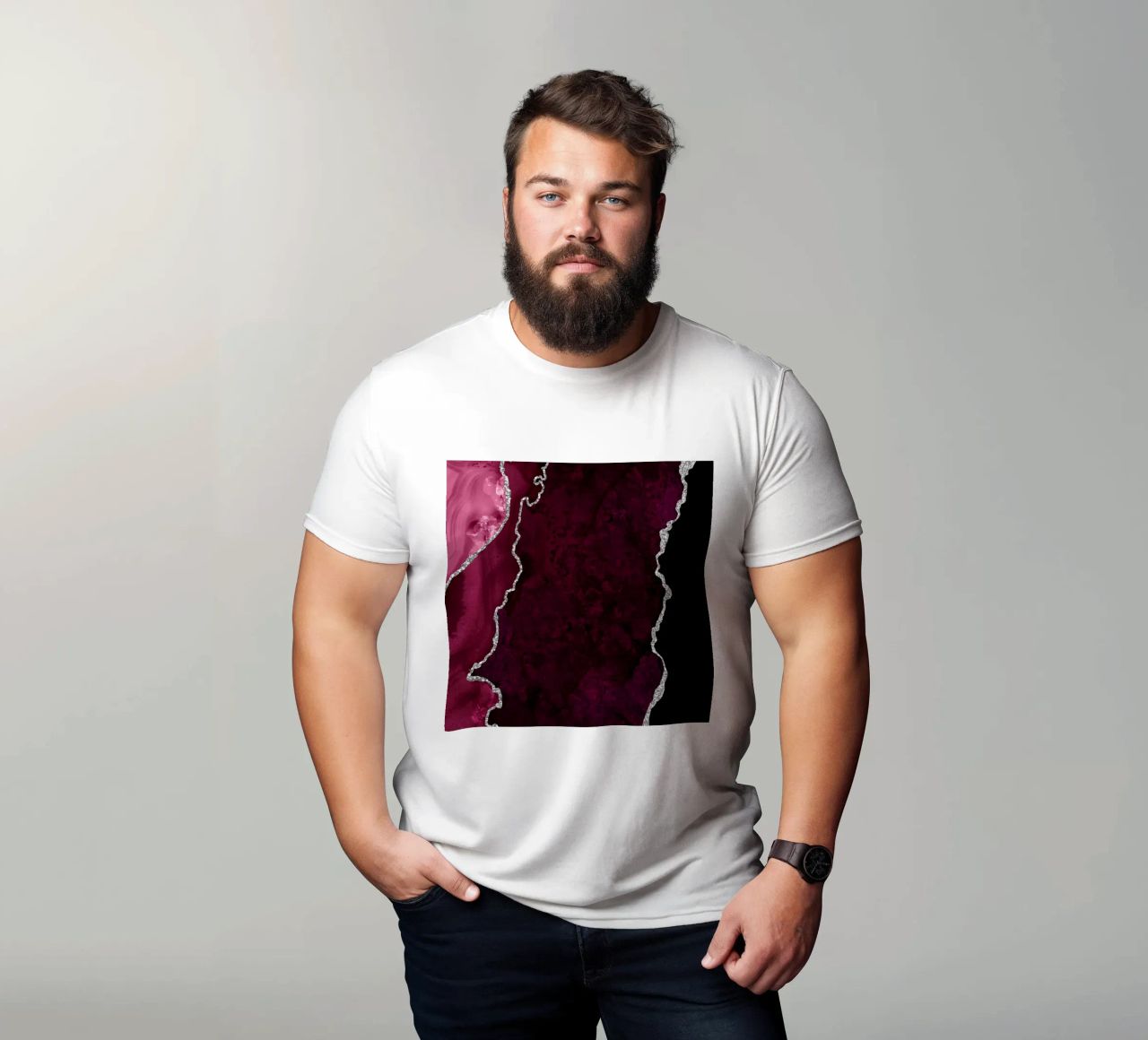 Agata bordeaux e argento Texture 01 t-shirt da Gemstone Textures