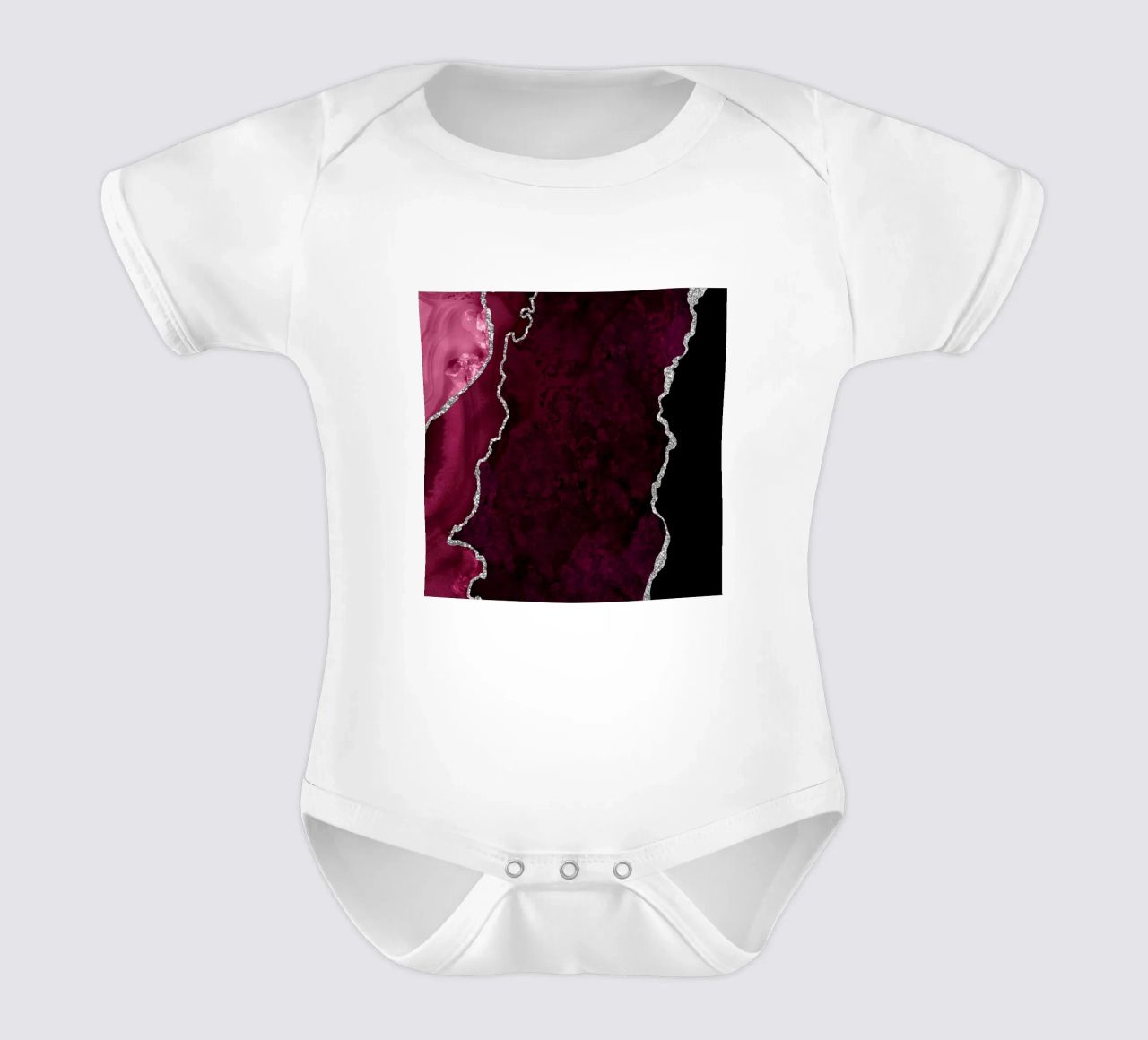 Agata bordeaux e argento Texture 01 body neonato maniche corte da Gemstone Textures