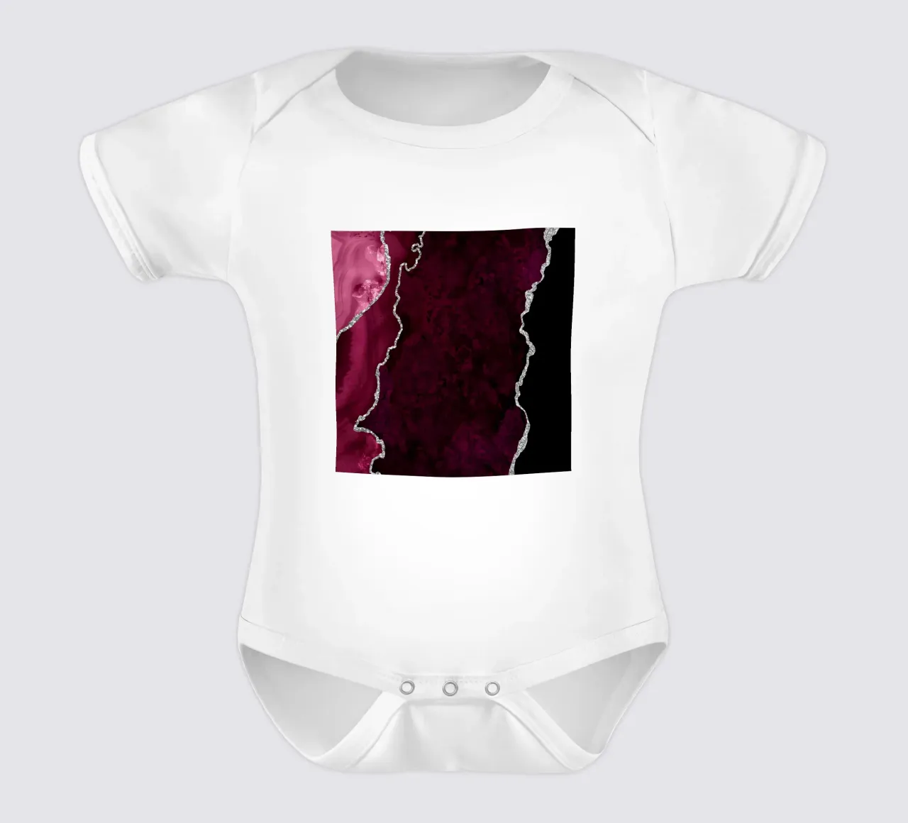 Burgundy & Silver Agate Texture 01 body de bebé de Gemstone Textures