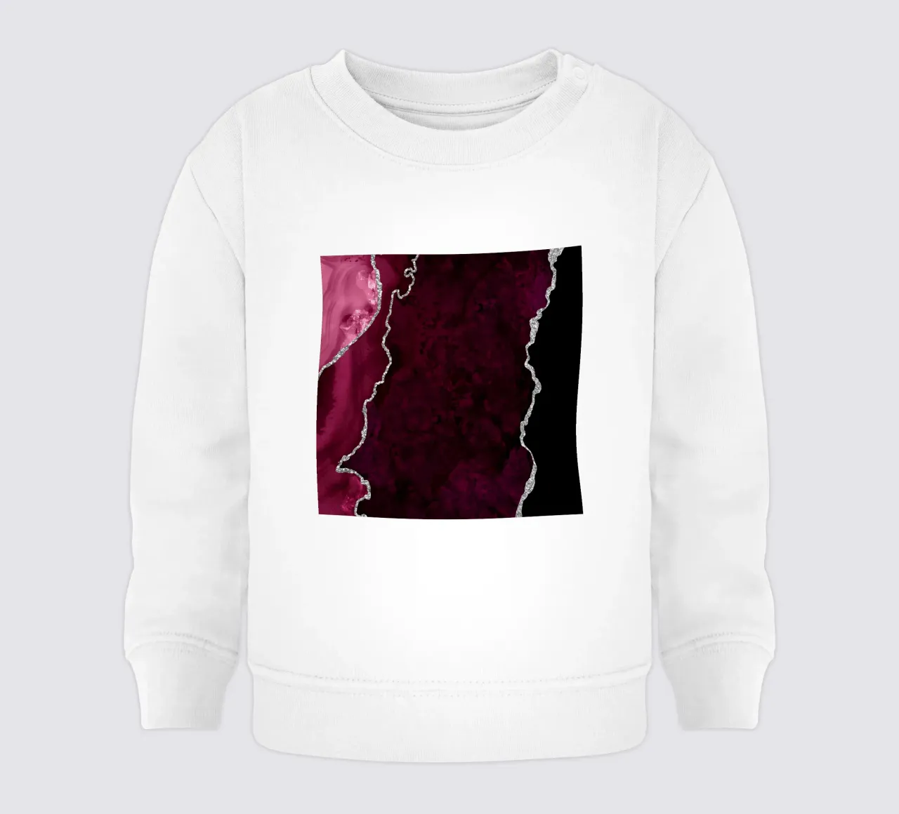 Burgunder & Silber Achat Textur 01 Baby Sweatshirt von Gemstone Textures