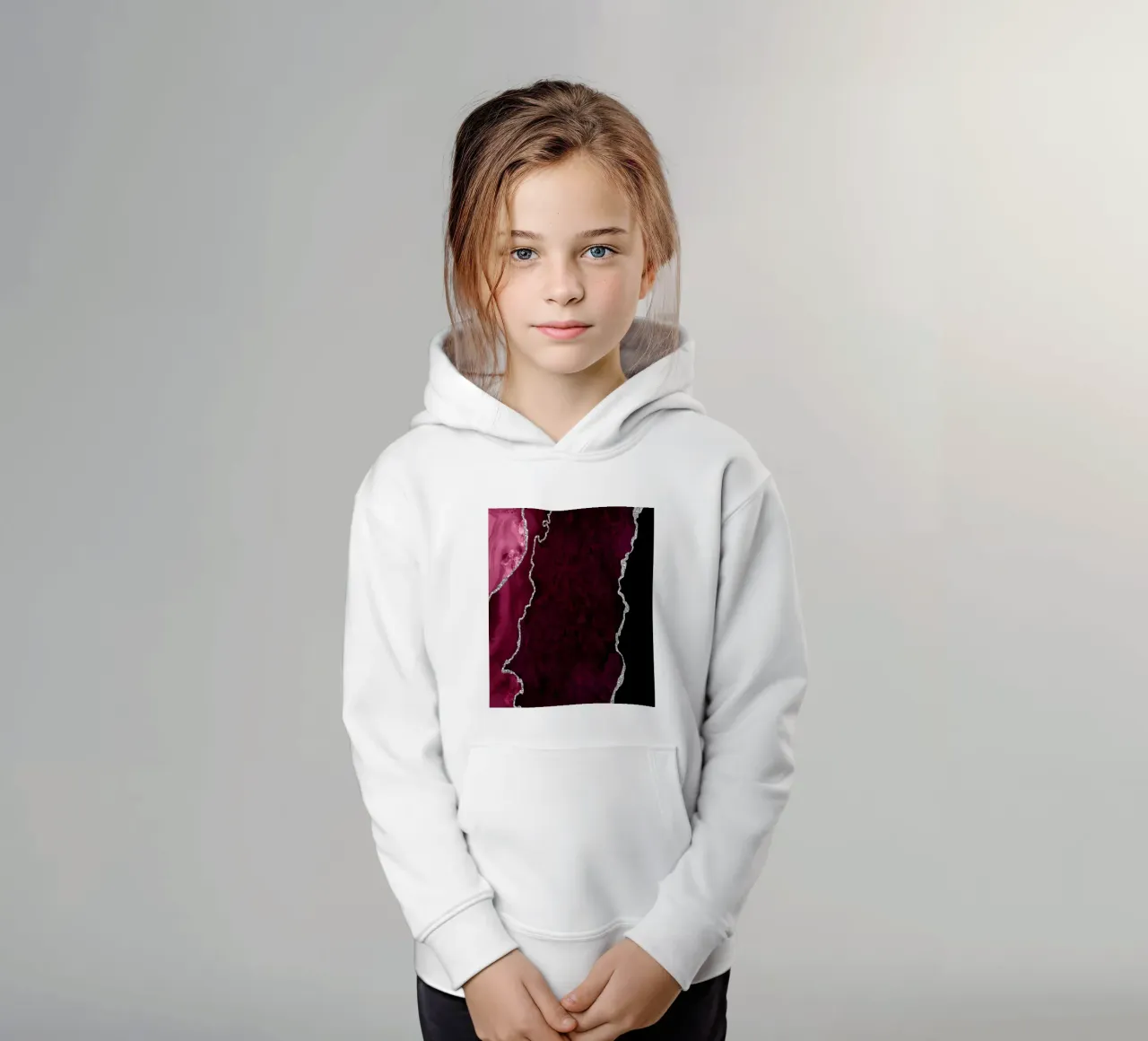 Agata bordeaux e argento Texture 01 felpa bambino con cappuccio da Gemstone Textures