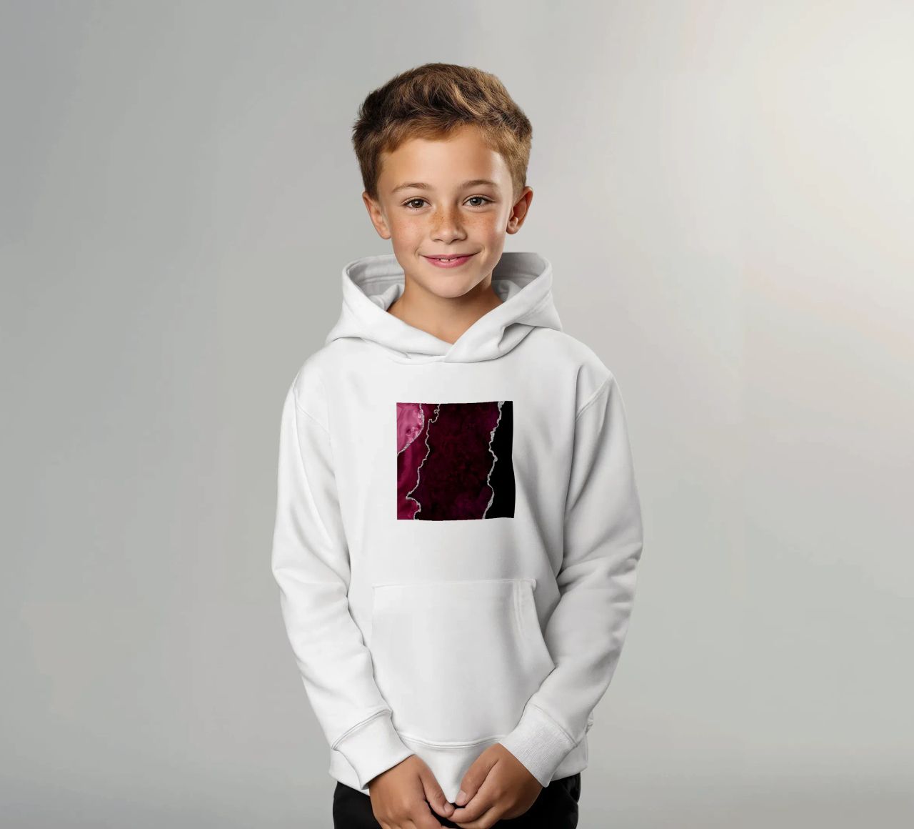 Agata bordeaux e argento Texture 01 felpa bambino con cappuccio da Gemstone Textures