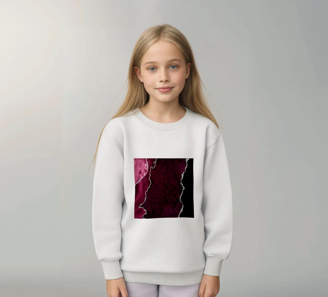 Agata bordeaux e argento Texture 01 felpa bambino da Gemstone Textures