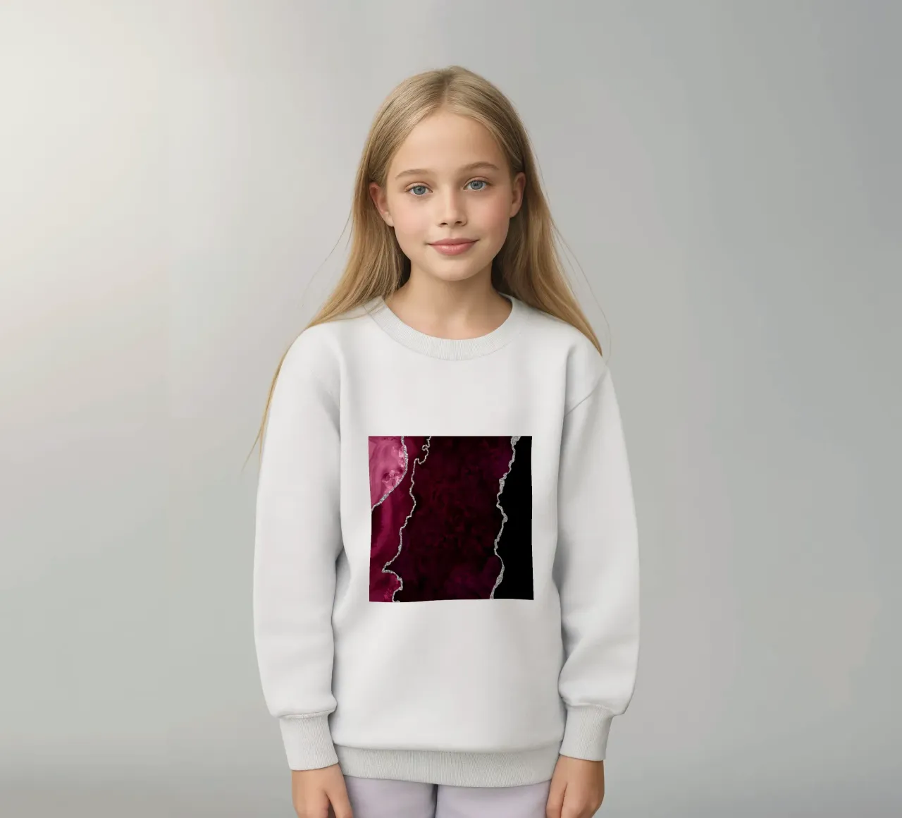 Burgundy & Silver Agate Texture 01 sudadera para niño de Gemstone Textures