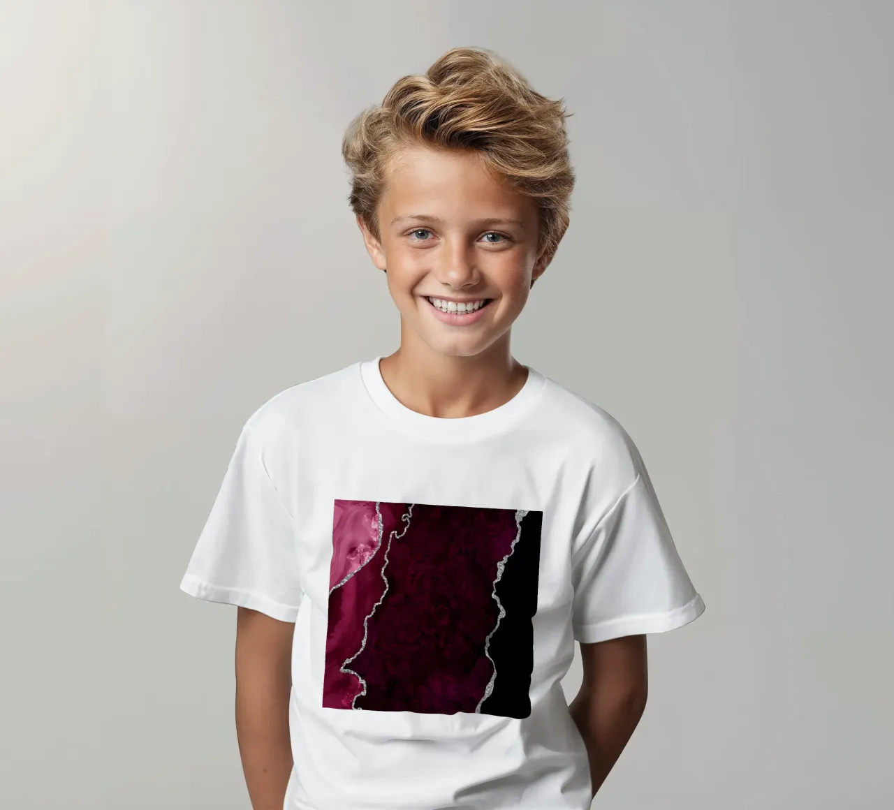 Agata bordeaux e argento Texture 01 t-shirt bambini da Gemstone Textures