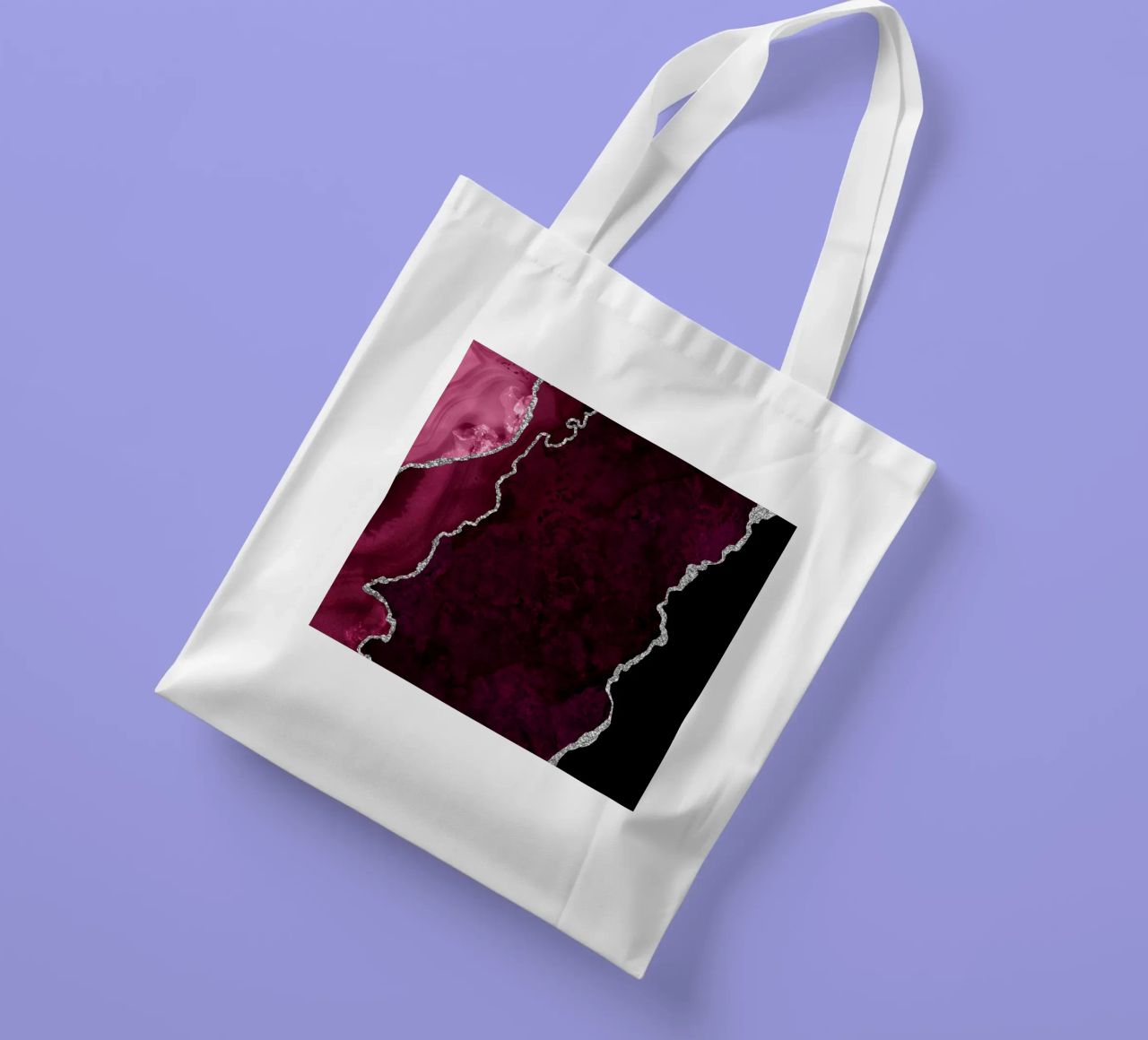 Agata bordeaux e argento Texture 01 borsa in juta da Gemstone Textures