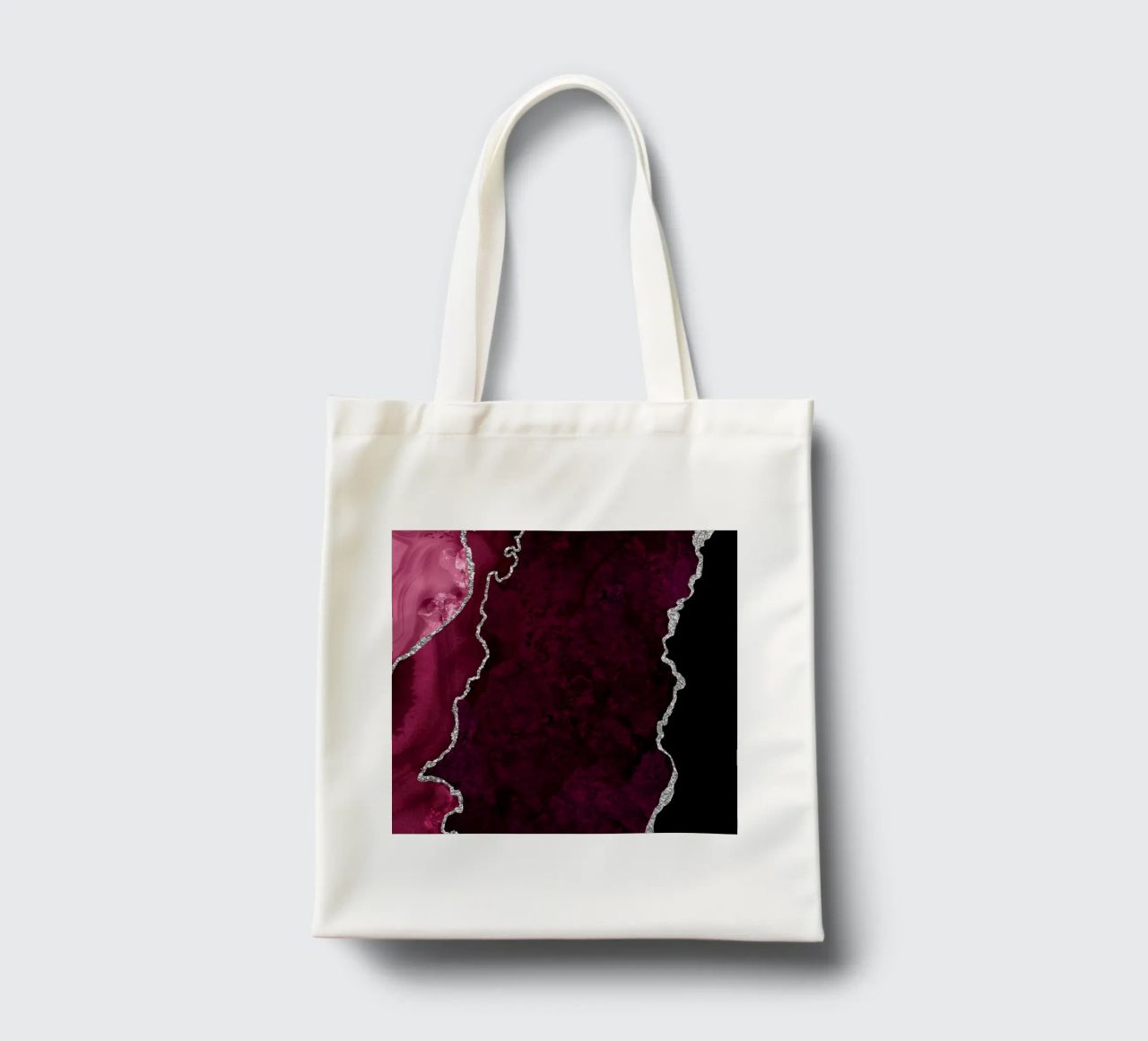 Agata bordeaux e argento Texture 01 borsa in juta da Gemstone Textures