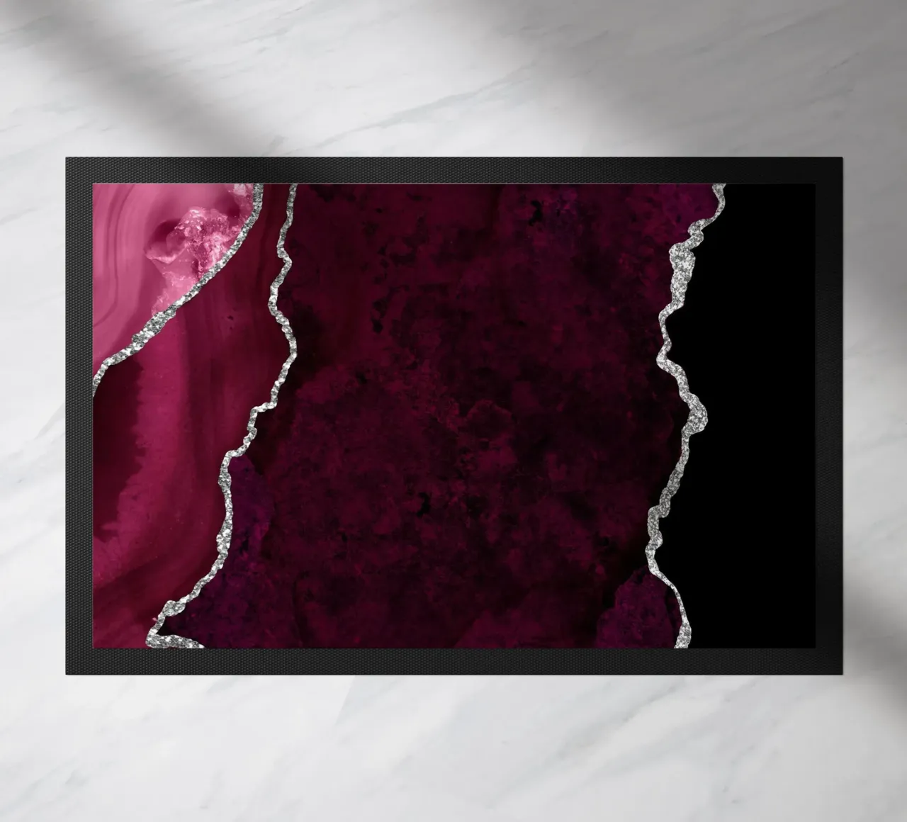 Burgundy & Silver Agate Texture 01 doormat by Gemstone Textures
