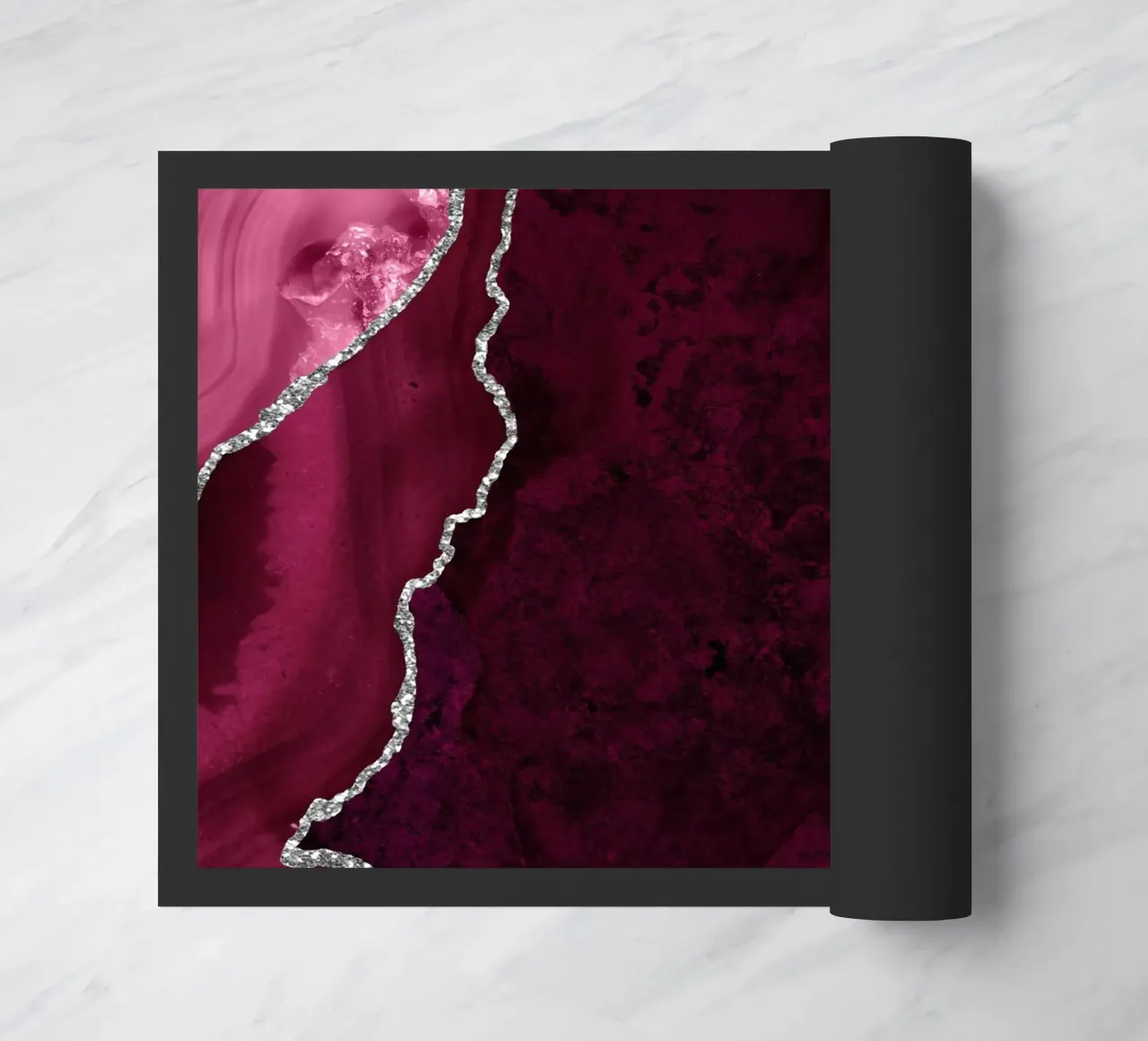 Burgundy & Silver Agate Texture 01 doormat by Gemstone Textures