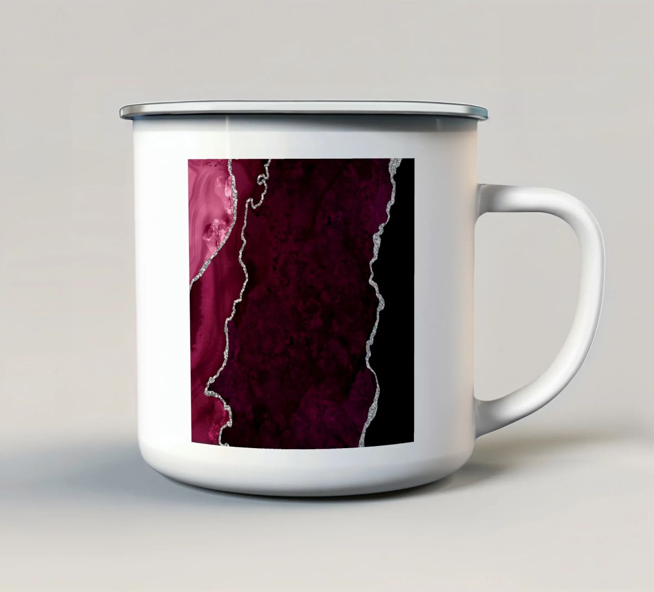 Agata bordeaux e argento Texture 01 tazza in smalto da Gemstone Textures