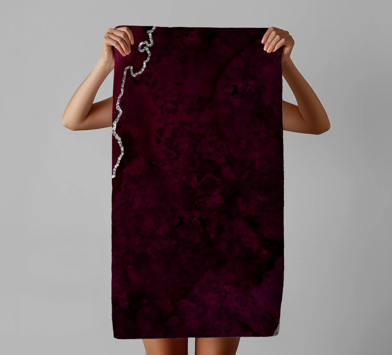 Agata bordeaux e argento Texture 01 asciugamano da bagno da Gemstone Textures