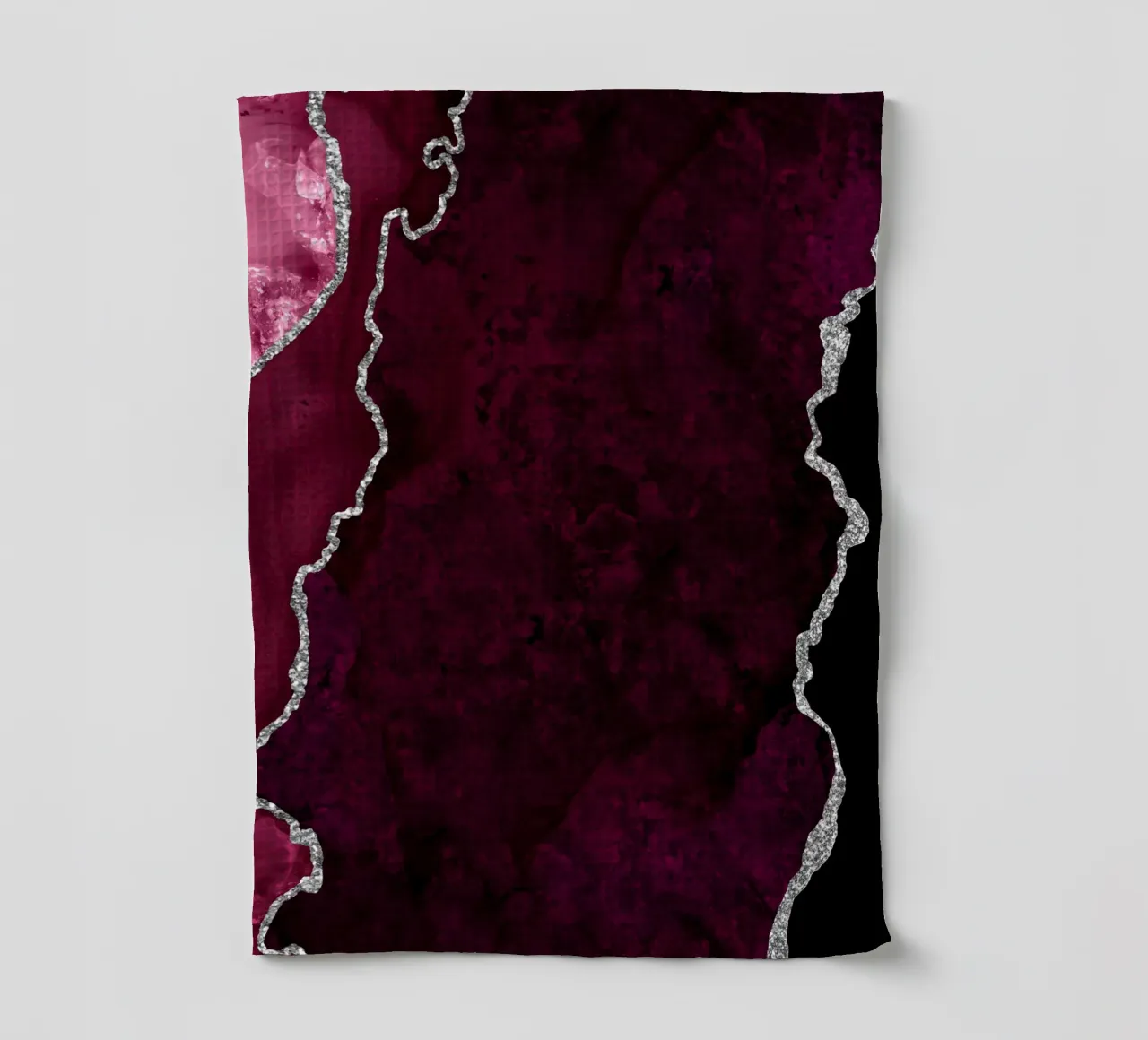 Burgundy & Silver Agate Texture 01 paño de cocina de Gemstone Textures