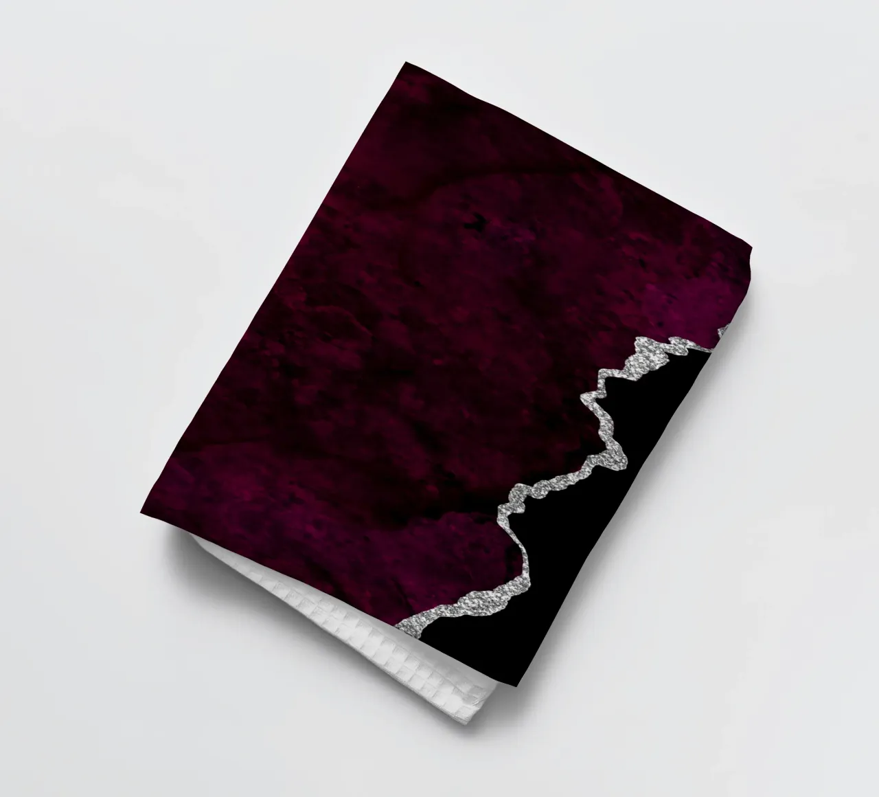 Burgunder & Silber Achat Textur 01 Geschirrtuch von Gemstone Textures