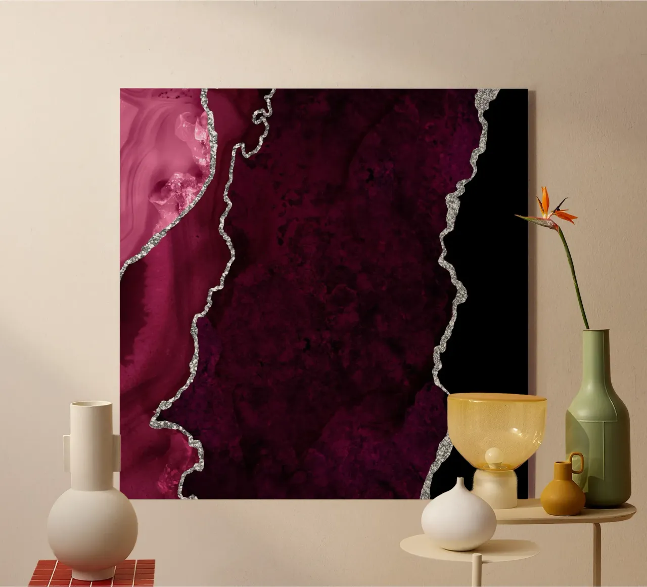 Bourgogne & Agate argentée Texture 01 plexiglas de Gemstone Textures