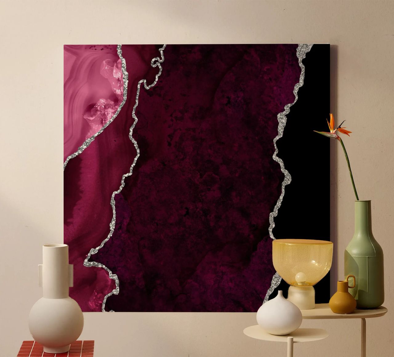 Agata bordeaux e argento Texture 01 tela da Gemstone Textures