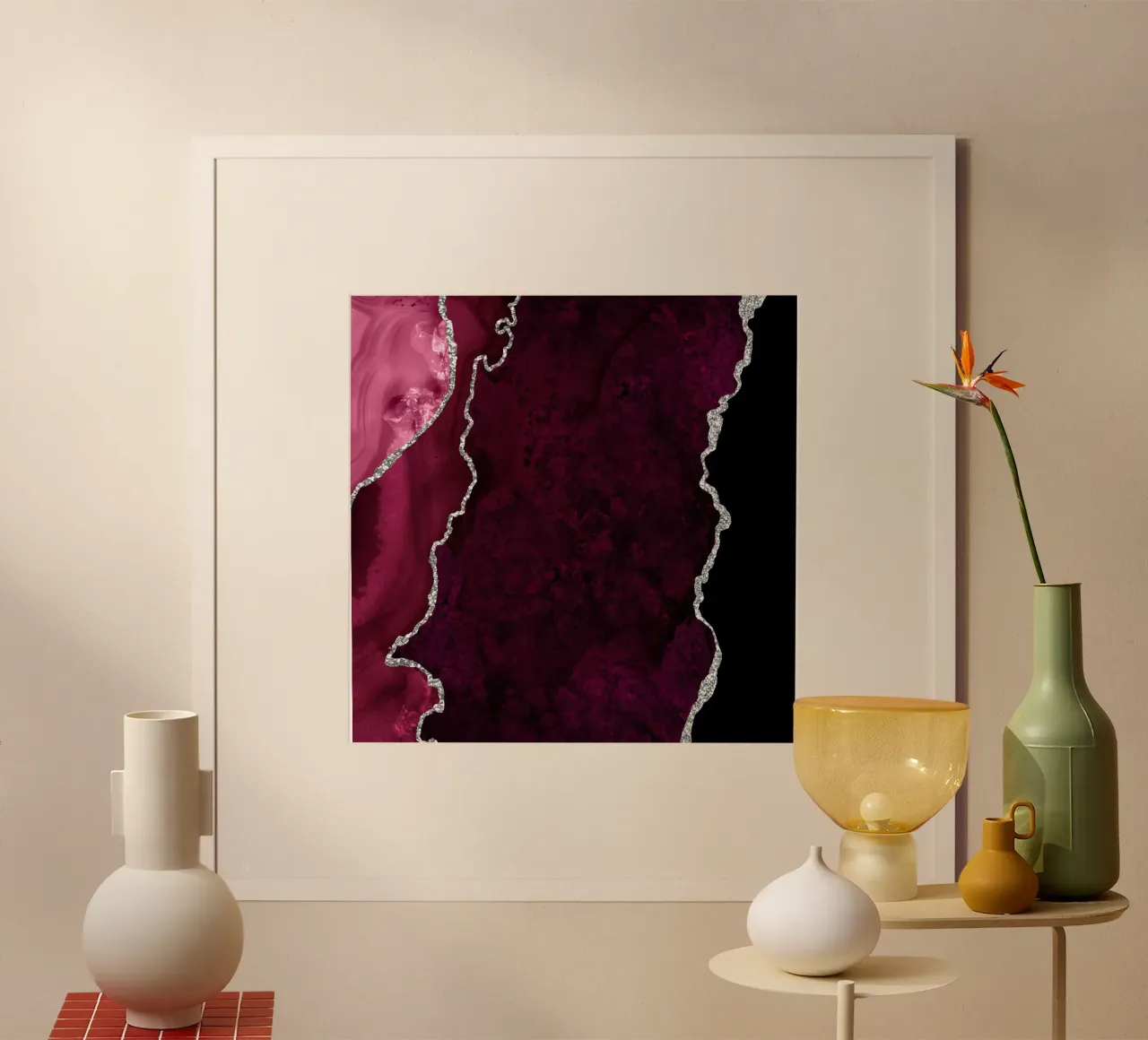 Burgunder & Silber Achat Textur 01 Poster von Gemstone Textures