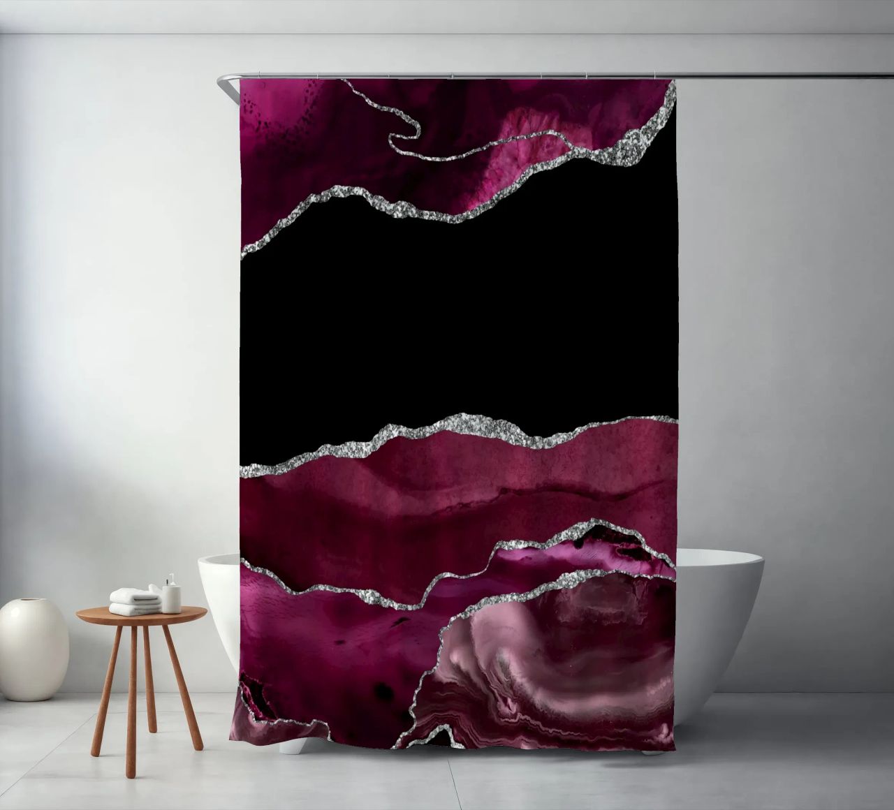 Agata bordeaux e argento Texture 02 tenda da doccia da Gemstone Textures