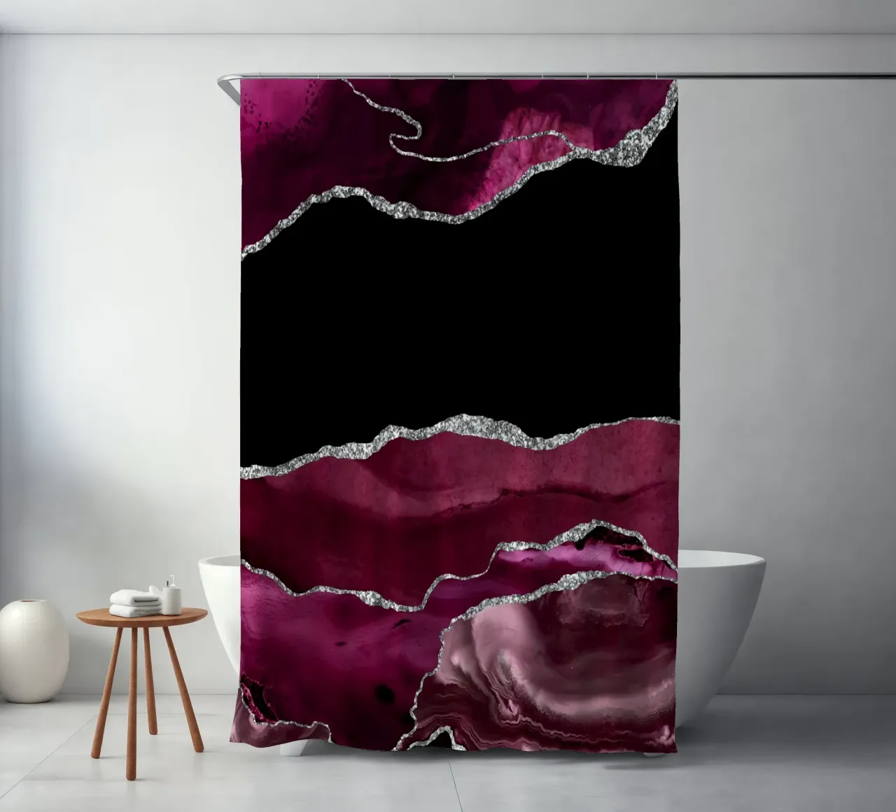 Agata bordeaux e argento Texture 02 tenda da doccia da Gemstone Textures