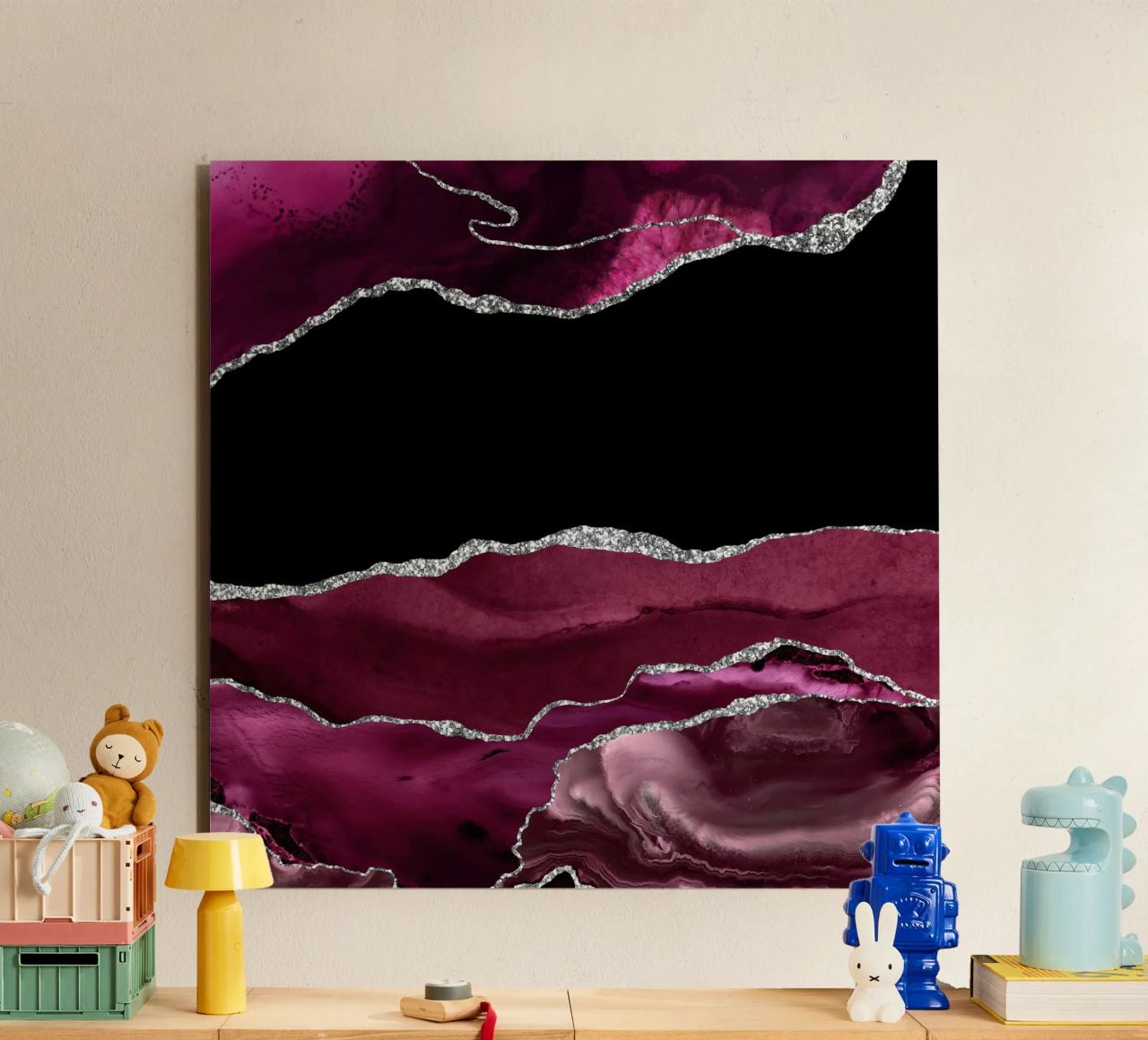 Agata bordeaux e argento Texture 02 alluminio dibond da Gemstone Textures