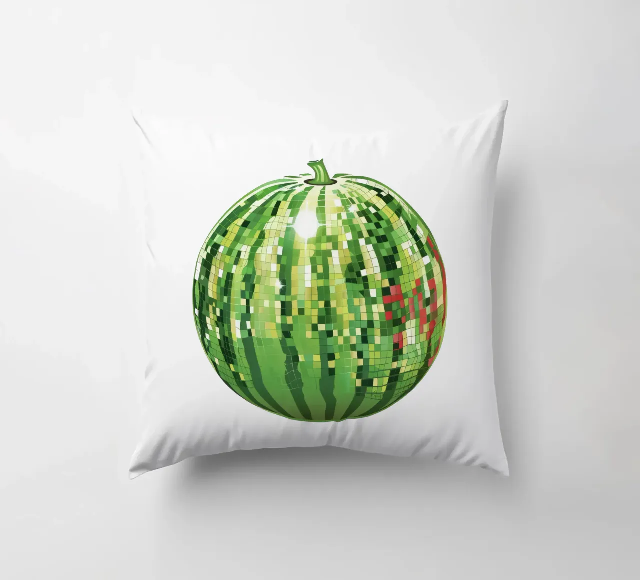 Anguria, palla da discoteca in frutti bianchi cuscino da Peaches Art Prints