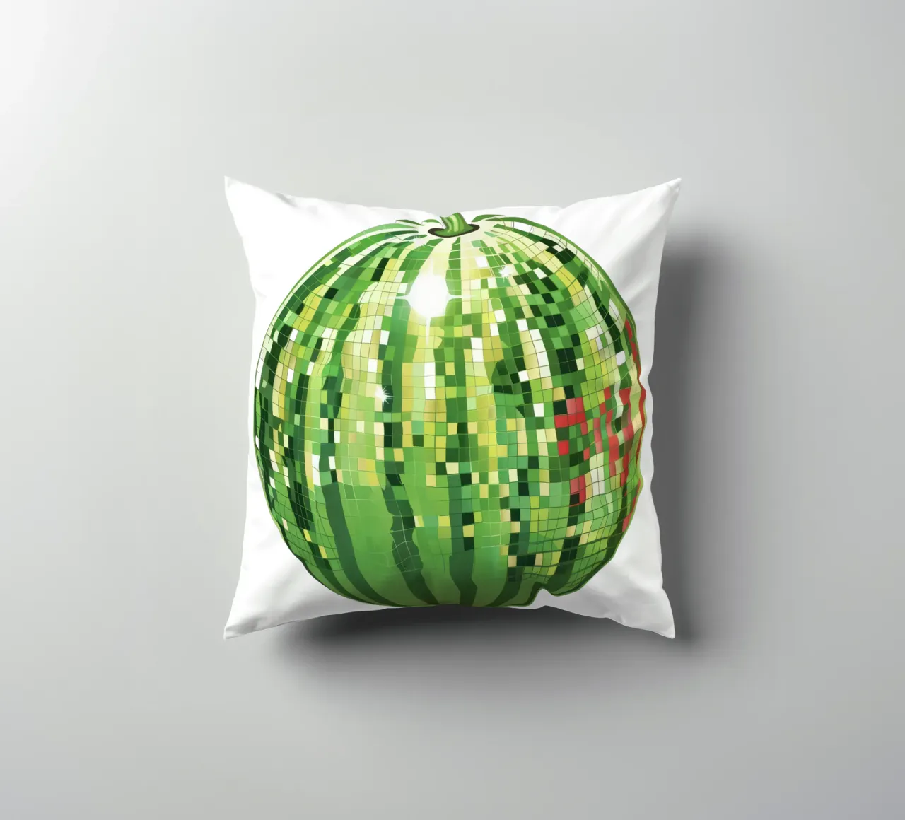 Anguria, palla da discoteca in frutti bianchi cuscino da Peaches Art Prints