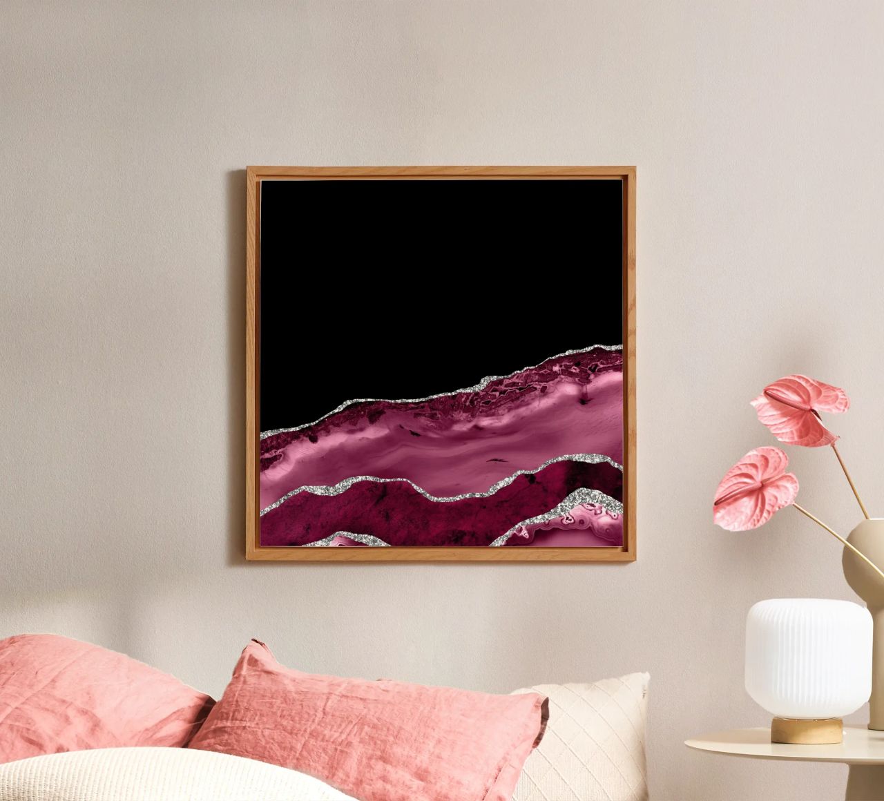 Agata bordeaux e argento Texture 03 alluminio dibond da Gemstone Textures