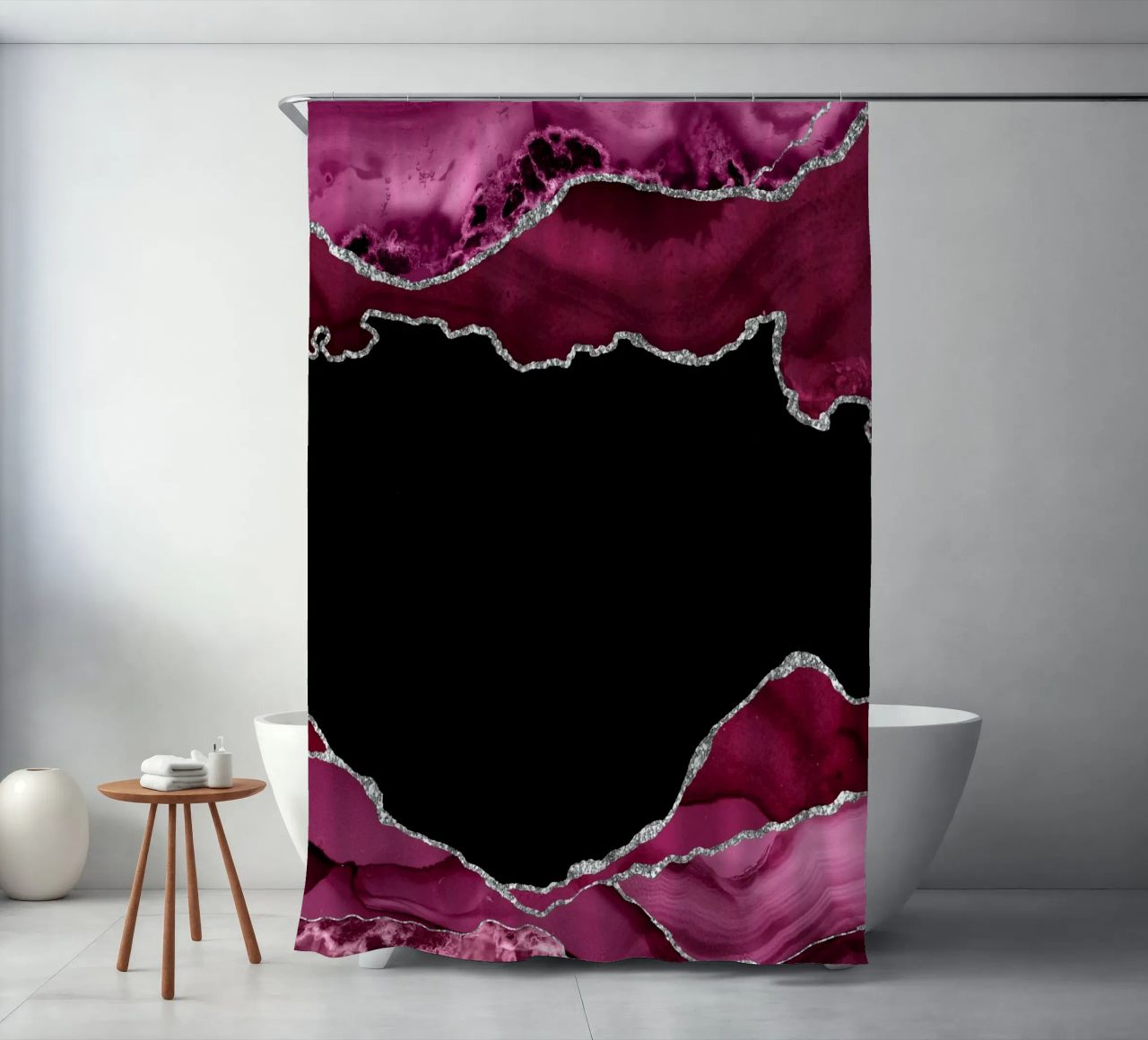 Agata bordeaux e argento Texture 04 tenda da doccia da Gemstone Textures