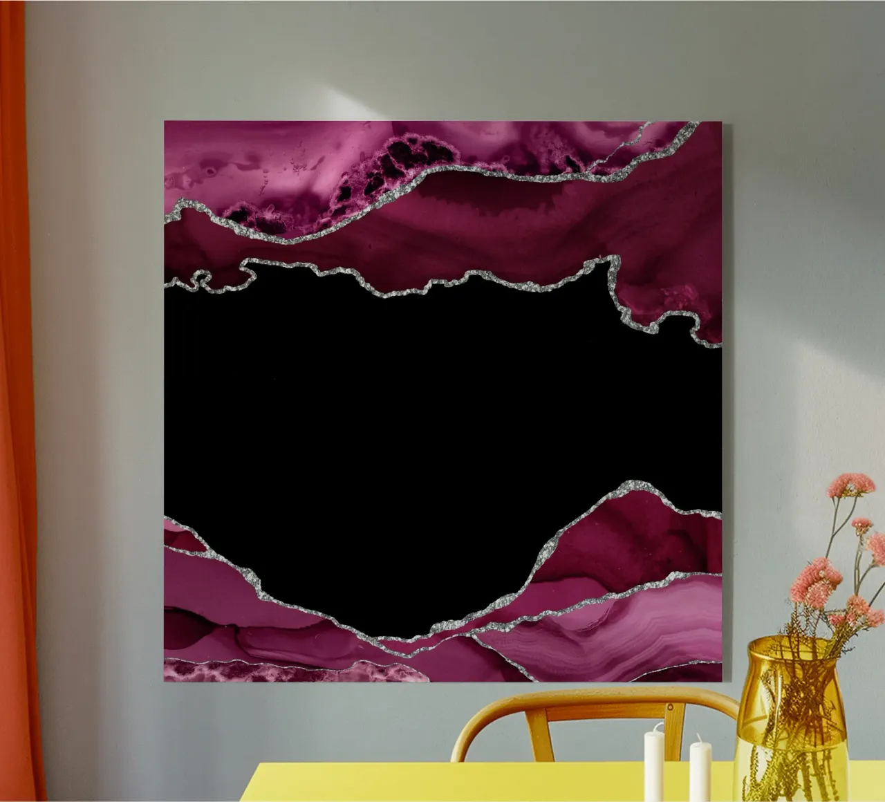 Burgunder & Silber Achat Struktur 04 Acryl-Glas von Gemstone Textures