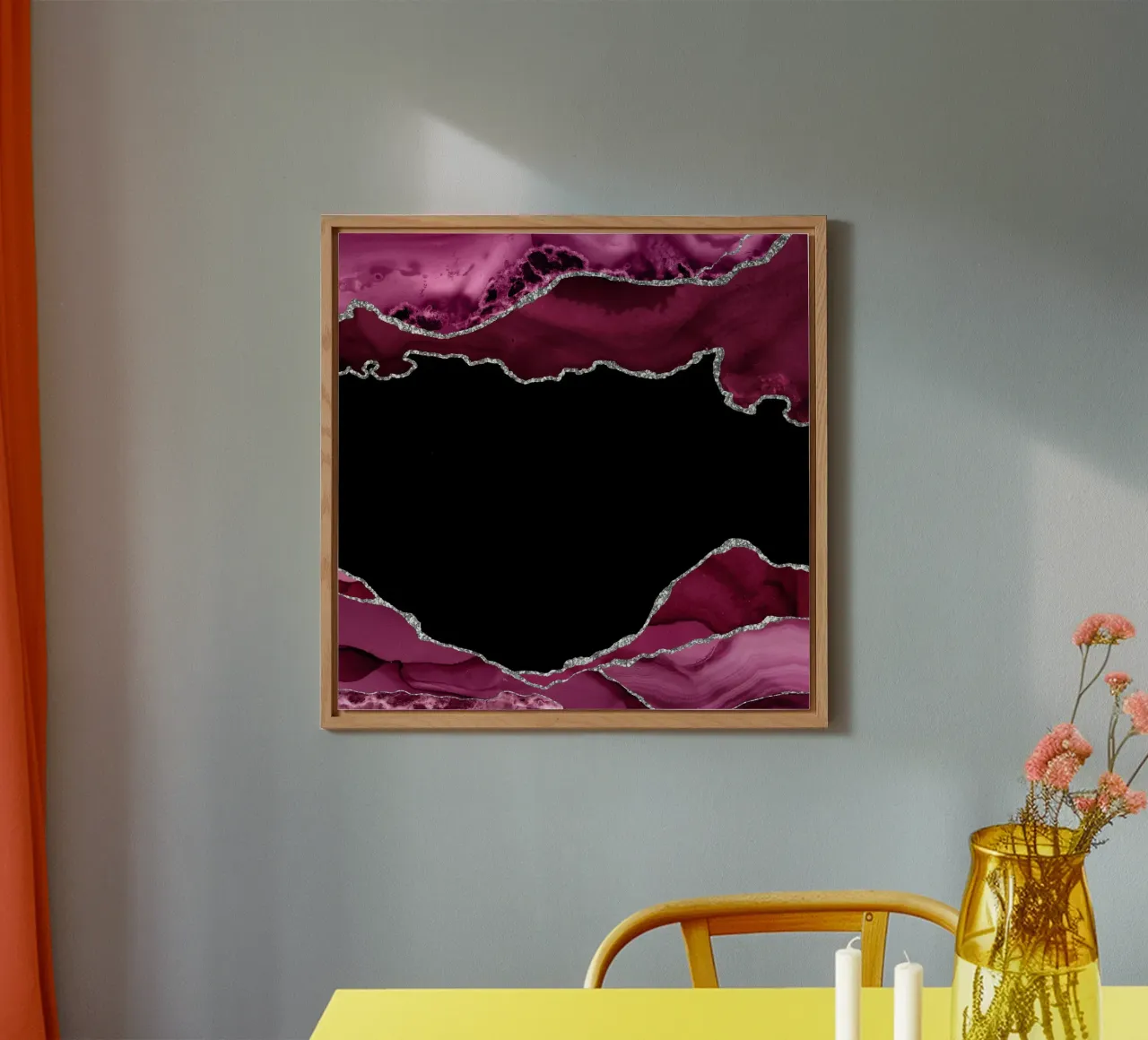 Burgunder & Silber Achat Struktur 04 Alu-Dibond von Gemstone Textures