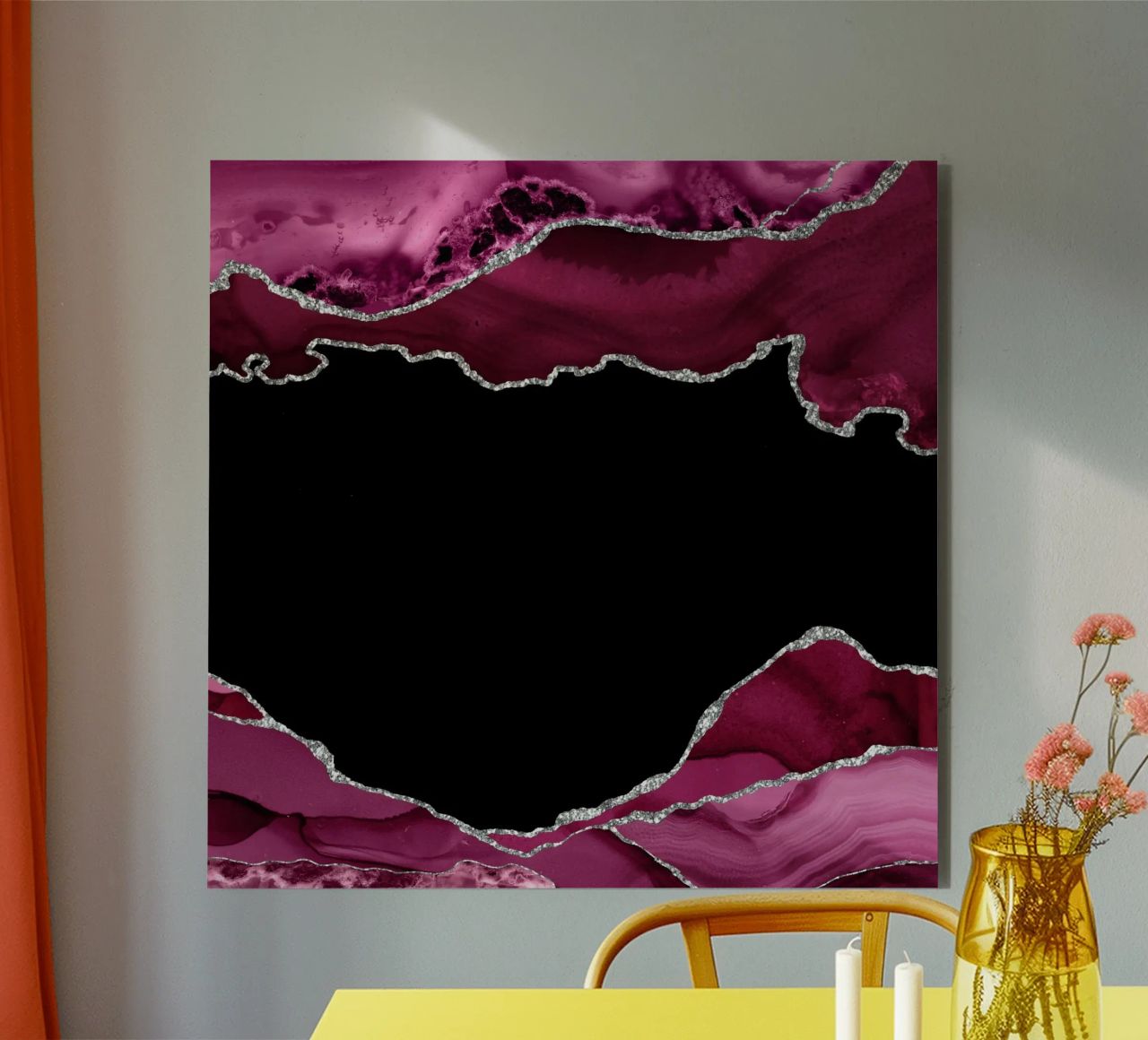 Agata bordeaux e argento Texture 04 alluminio dibond da Gemstone Textures