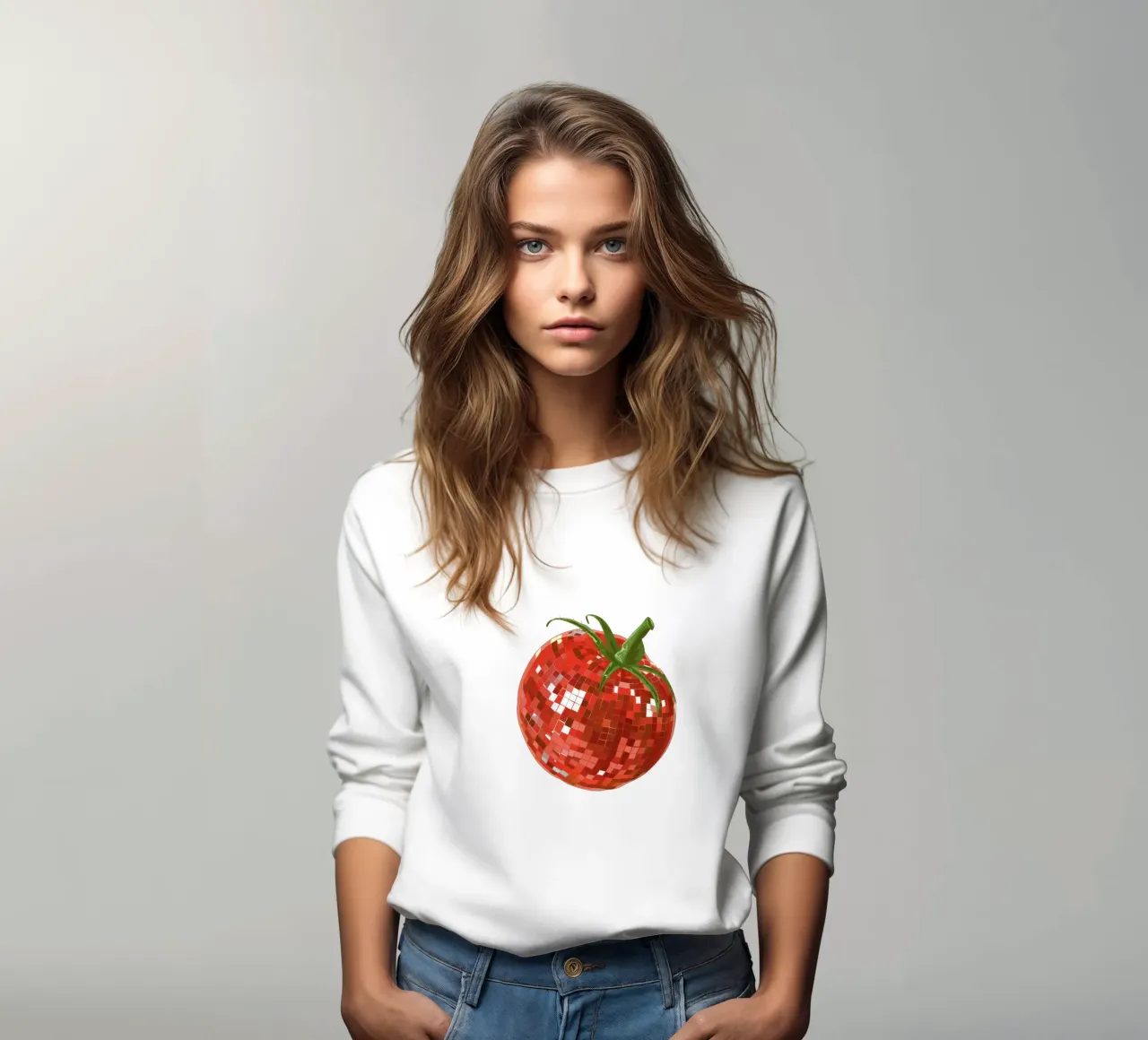 Pomodoro, Disco Ball in bianco felpa da Peaches Art Prints