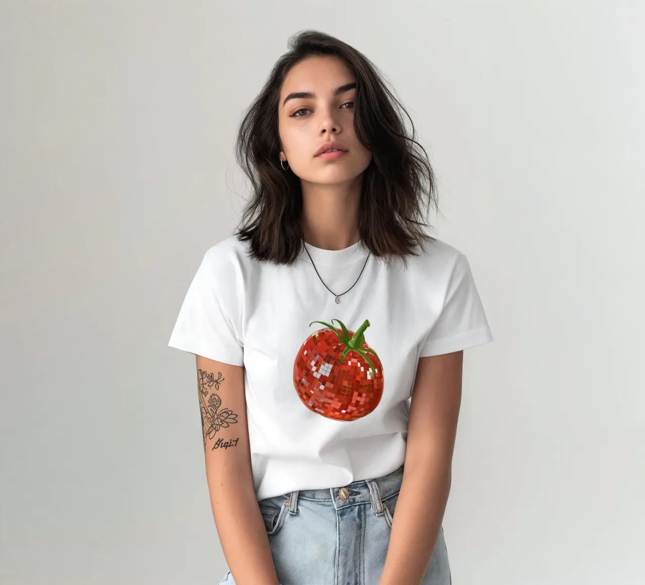 Pomodoro, Disco Ball in bianco t-shirt da Peaches Art Prints
