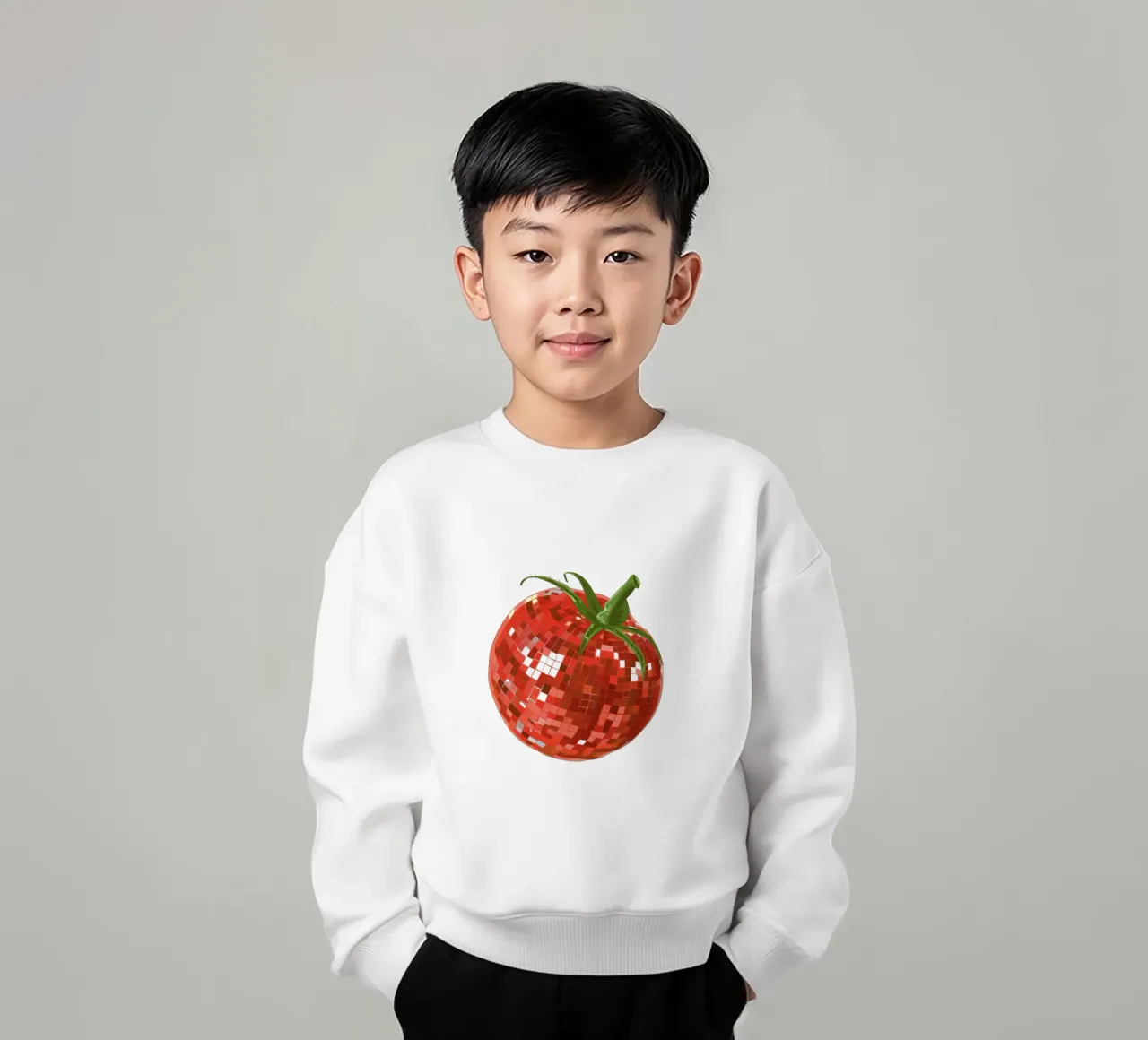 Pomodoro, Disco Ball in bianco felpa bambino da Peaches Art Prints