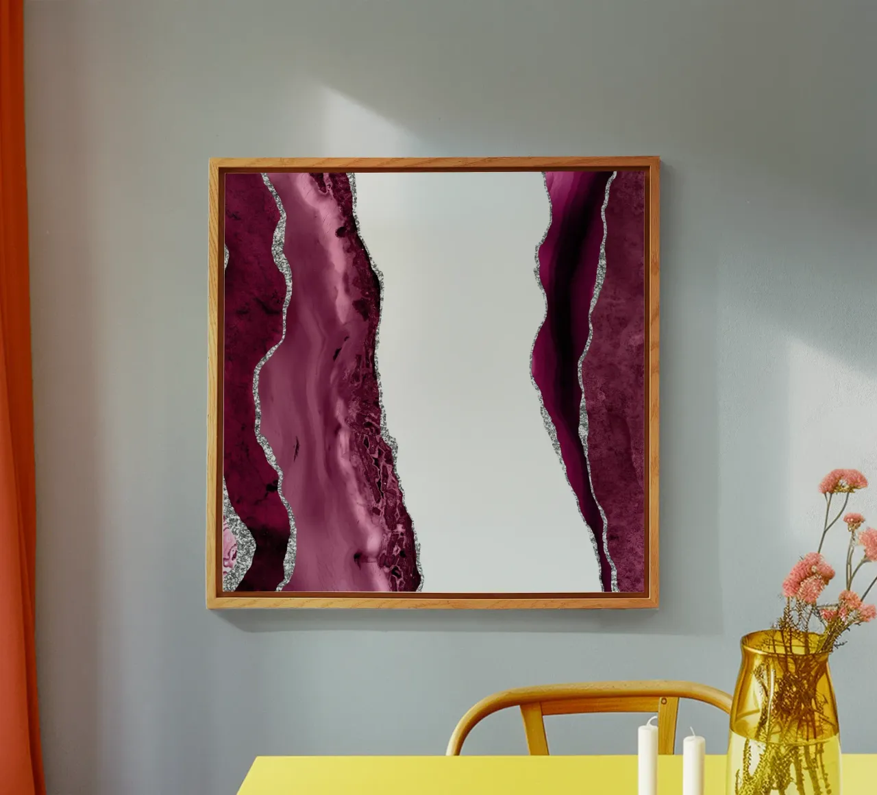 Burgunder & Silber Achat Struktur 06 Acryl-Glas von Gemstone Textures