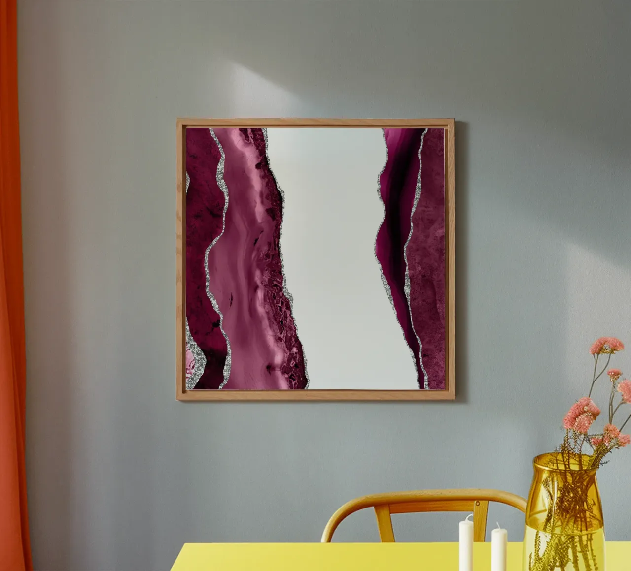 Burgundy & Silver Agate Texture 06 alu-dibond by Gemstone Textures