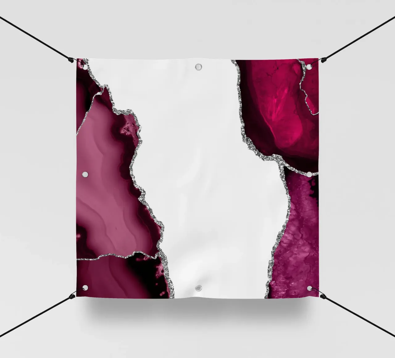 Burgunder & Silber Achat Struktur 07 PVC Plane von Gemstone Textures