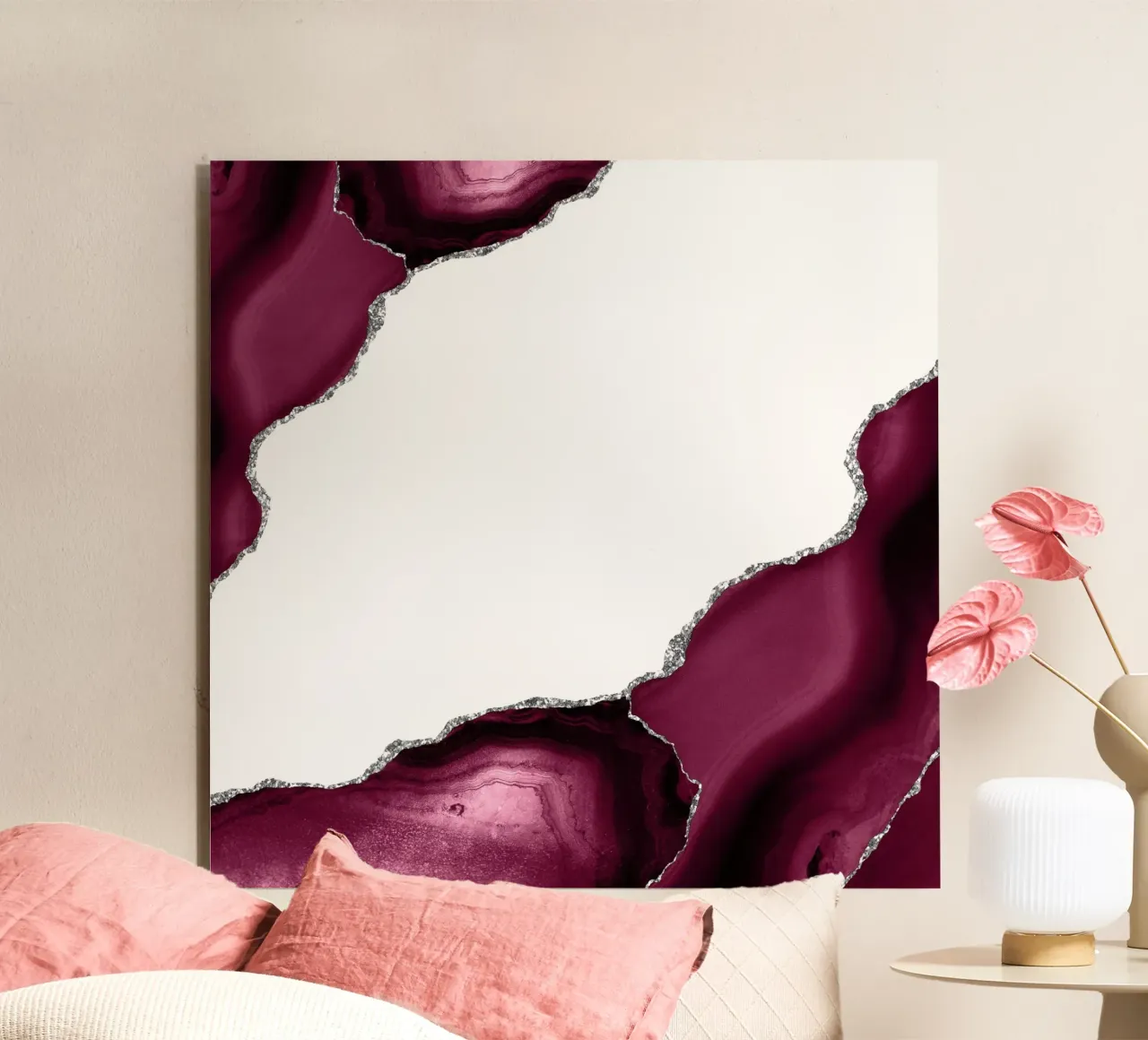 Agata bordeaux e argento Texture 08 alluminio dibond da Gemstone Textures