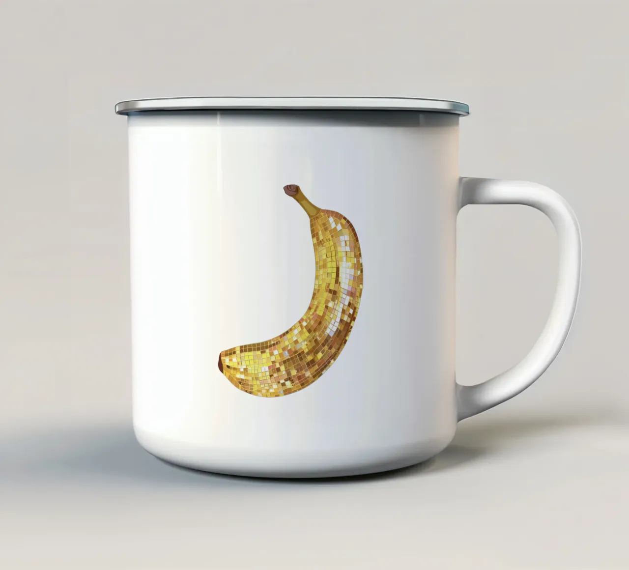 Banana Disco Ball in bianco - Frutta tazza in smalto da Peaches Art Prints