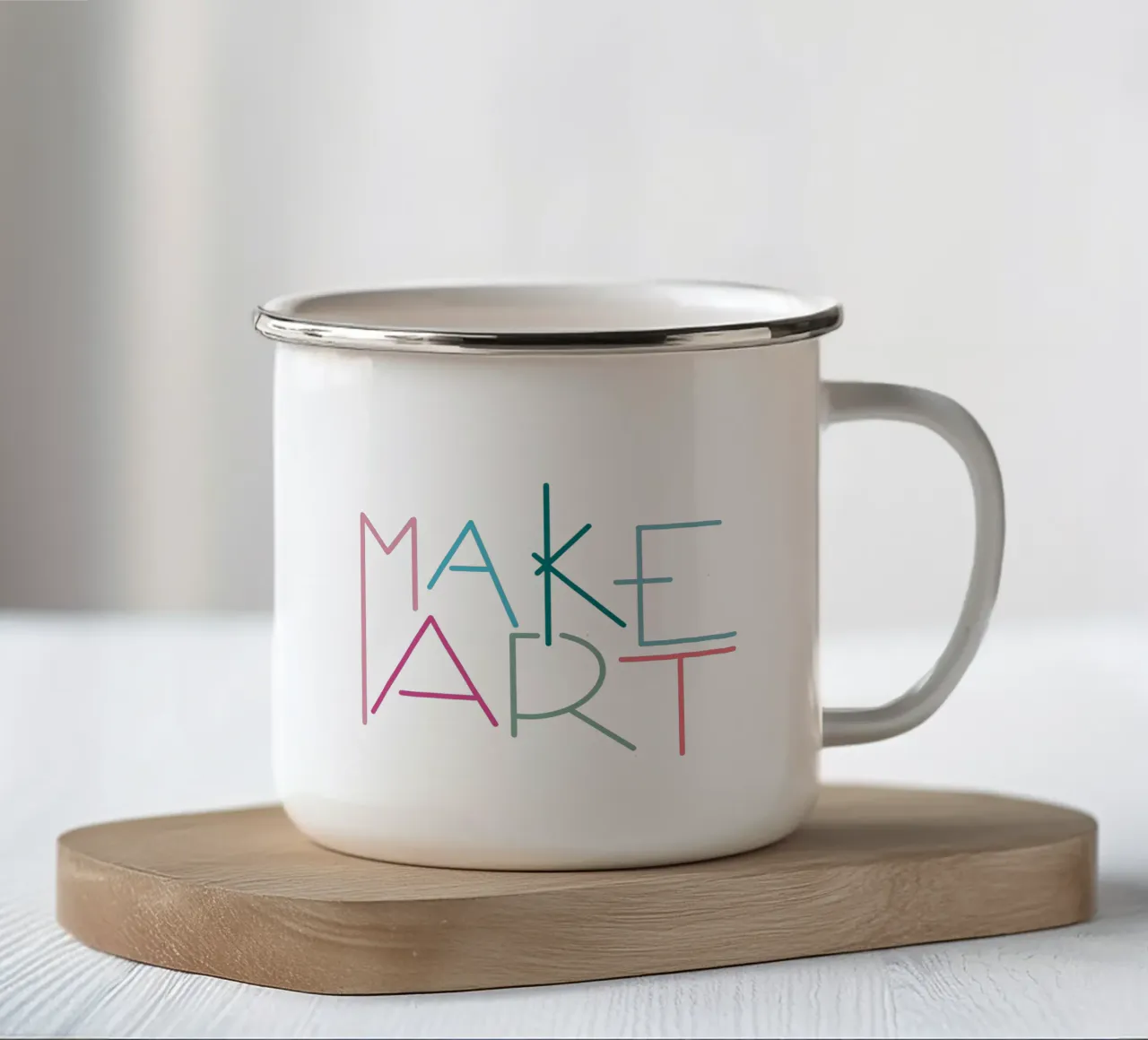 MAKE ART tazza in smalto da LIMITED EDITION LETTERS