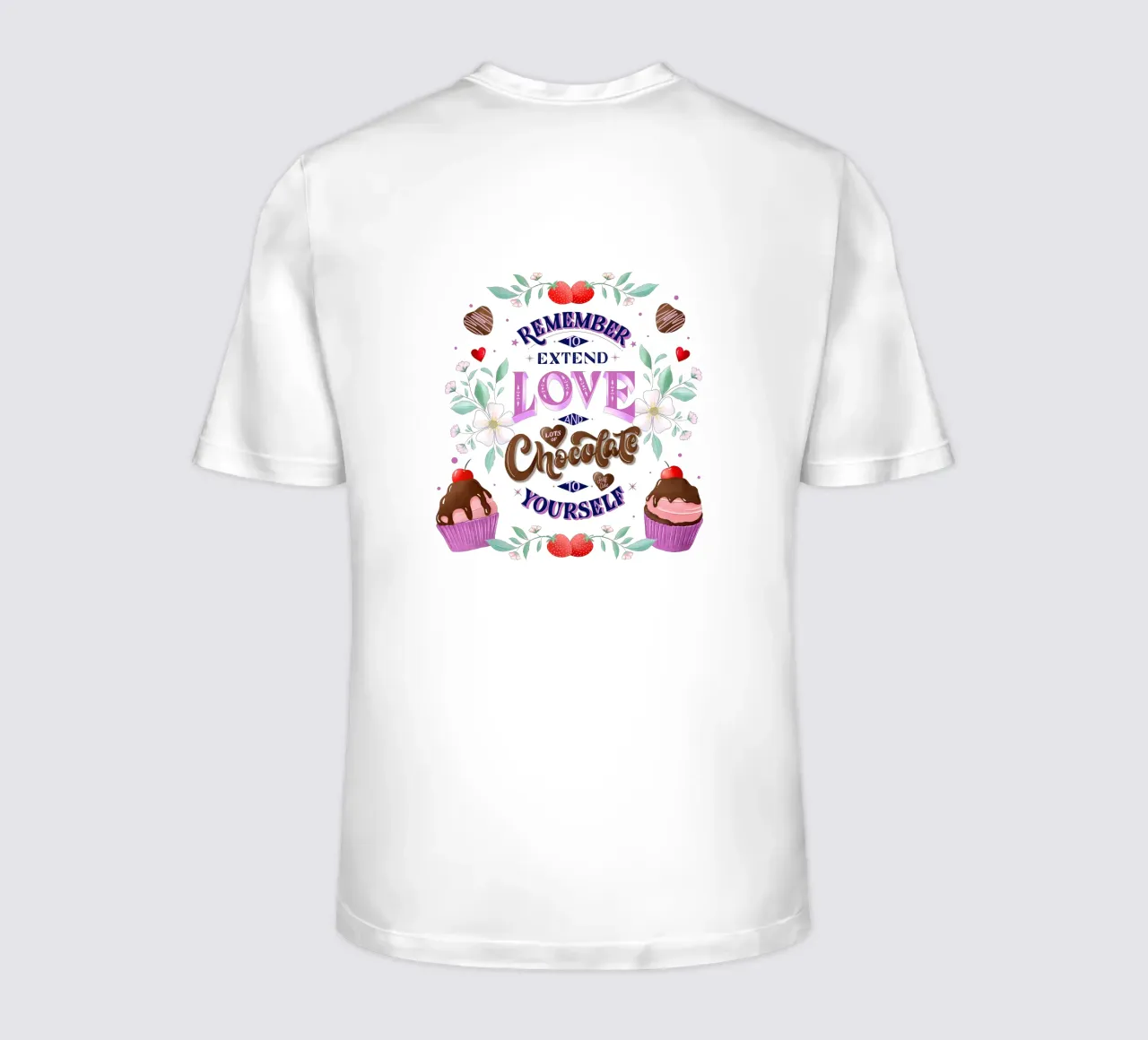 Amore per se stessi, cioccolato e fragole. Sinnspruch. t-shirt da CalliLetters