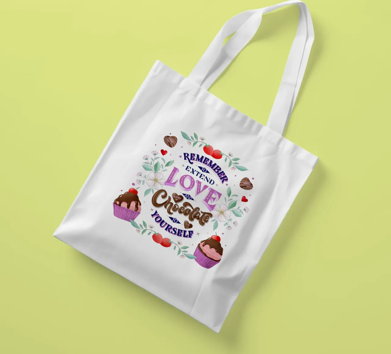 Amore per se stessi, cioccolato e fragole. Sinnspruch. borsa in juta da CalliLetters