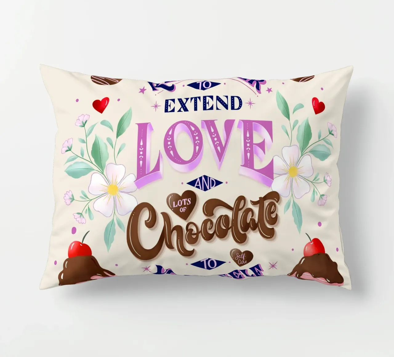 Amore per se stessi, cioccolato e fragole. Sinnspruch. cuscino da CalliLetters
