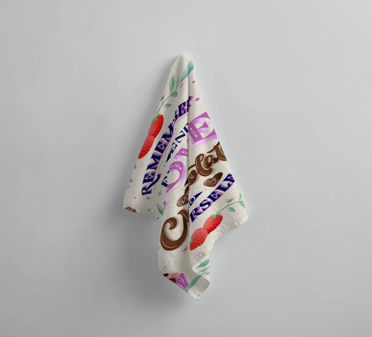 Amore per se stessi, cioccolato e fragole. Sinnspruch. asciugamano da bagno da CalliLetters