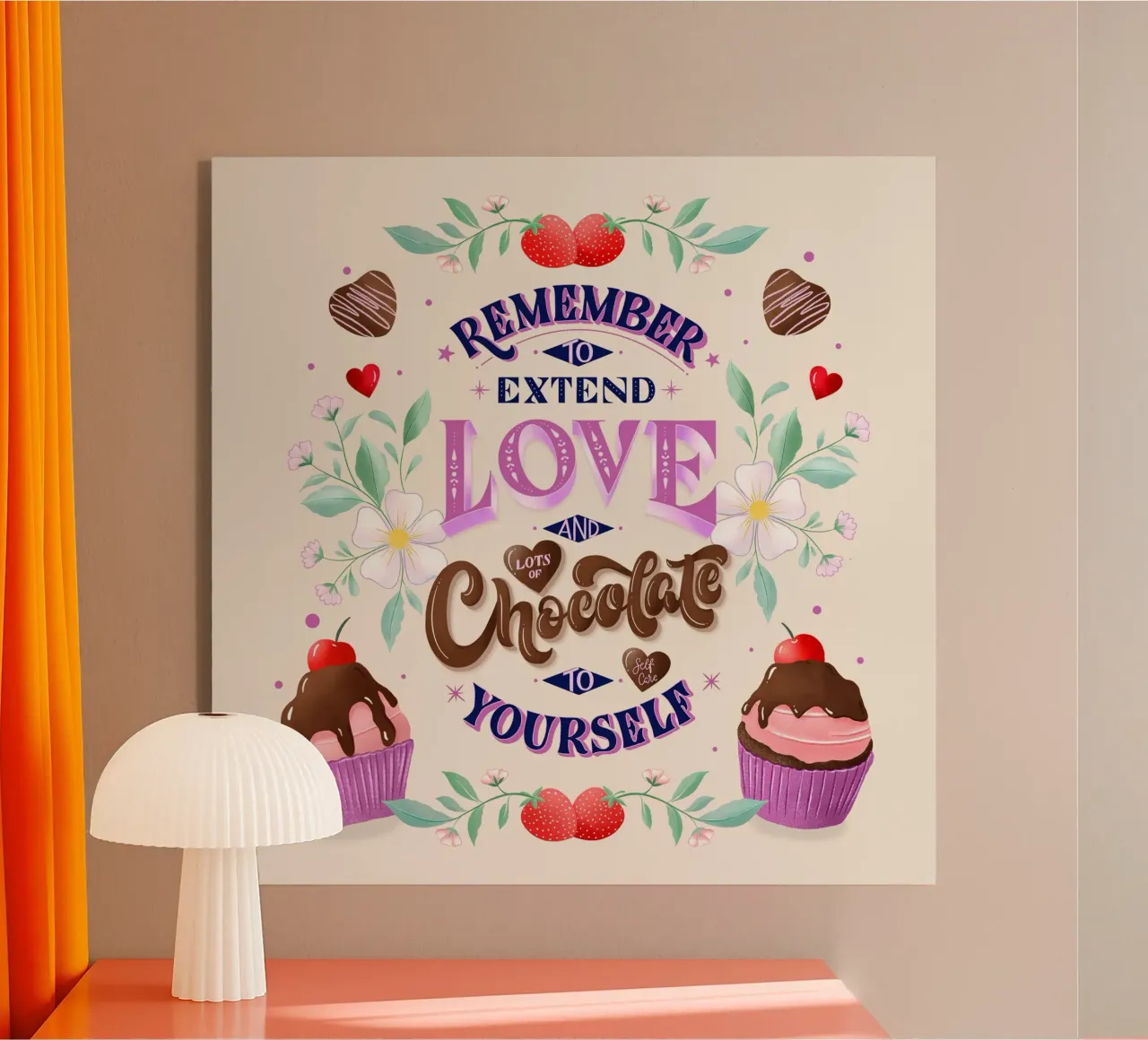 Amore per se stessi, cioccolato e fragole. Sinnspruch. plexiglass da CalliLetters