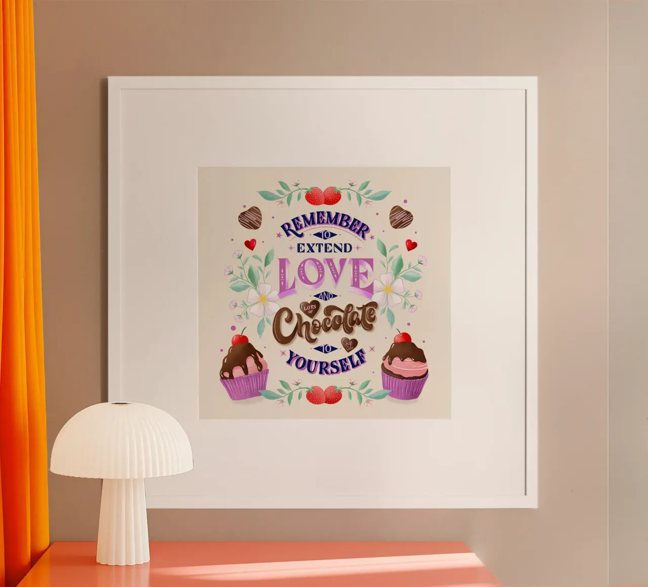 Amor propio, chocolate y fresas. Sinnspruch. hahnemühle de CalliLetters
