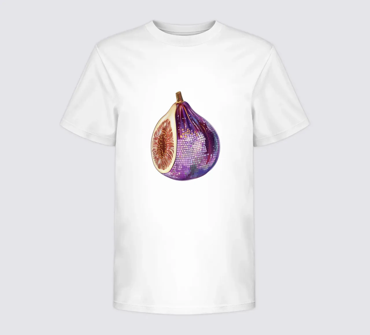 Fig, Disco Ball Art in White - Fruits kids t-shirt by Peaches Art Prints